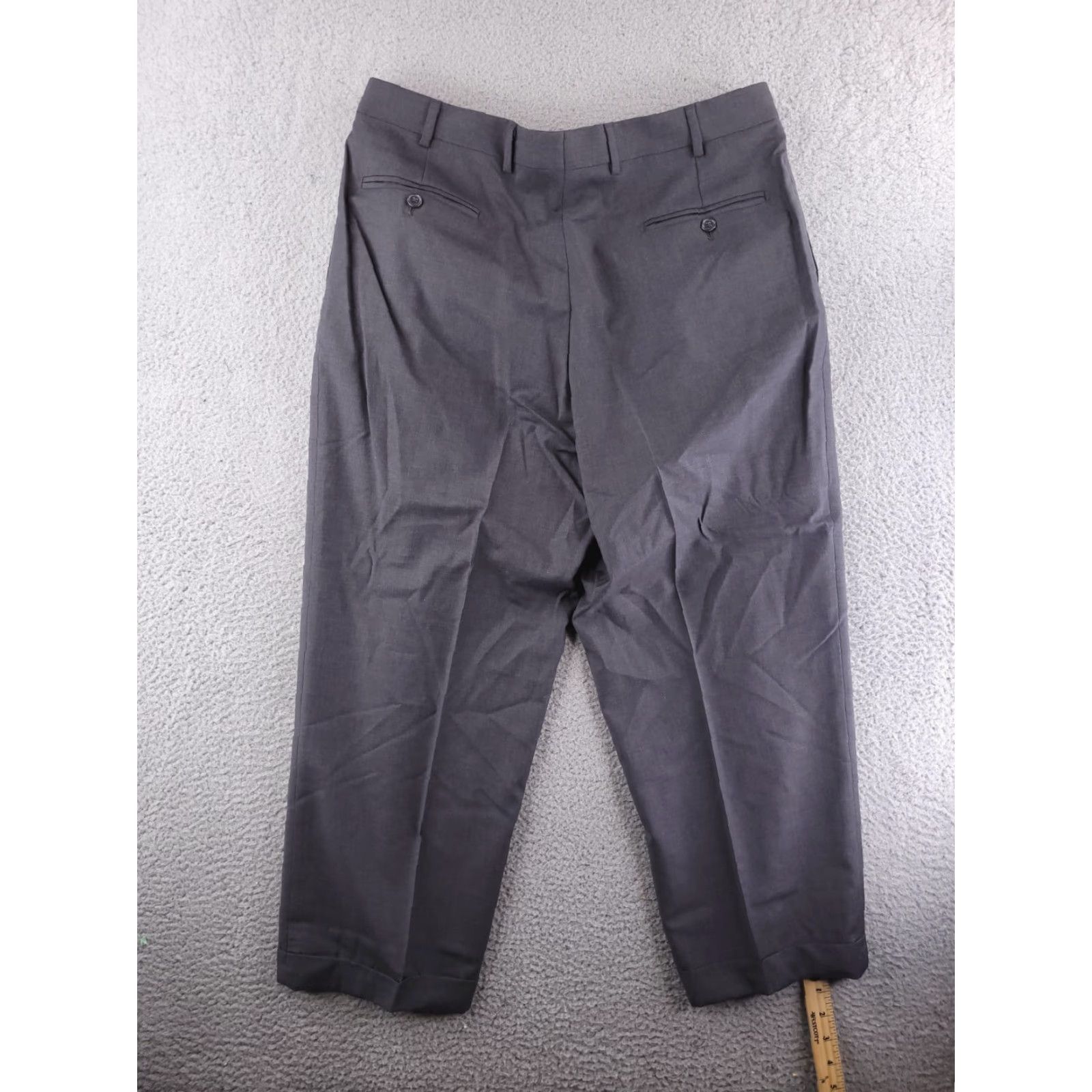 Vintage Hathaway Platinum Pants Mens 36 Gray 100% Wool Pleated Dress Pants Regular Inseam 27" Italy Size US 36 / EU 52 - 6 Thumbnail