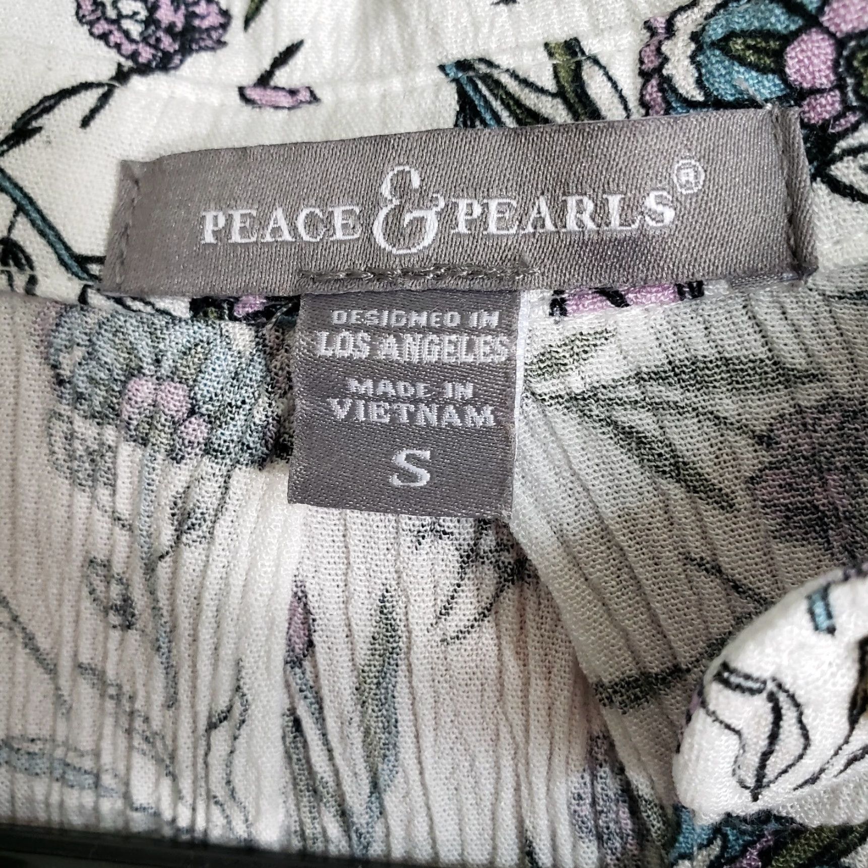 Vintage Peace & Pearls Womens Button-Up Top Small White Purple Floral Sleeveless Front Tie Size S / US 4 / IT 40 - 6 Thumbnail