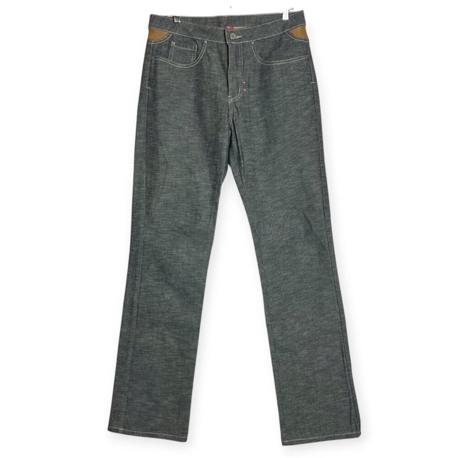 Other Koperhaus Gray Leather Detail Jeans Size 29 Straight Denim Size 29" - 2 Thumbnail