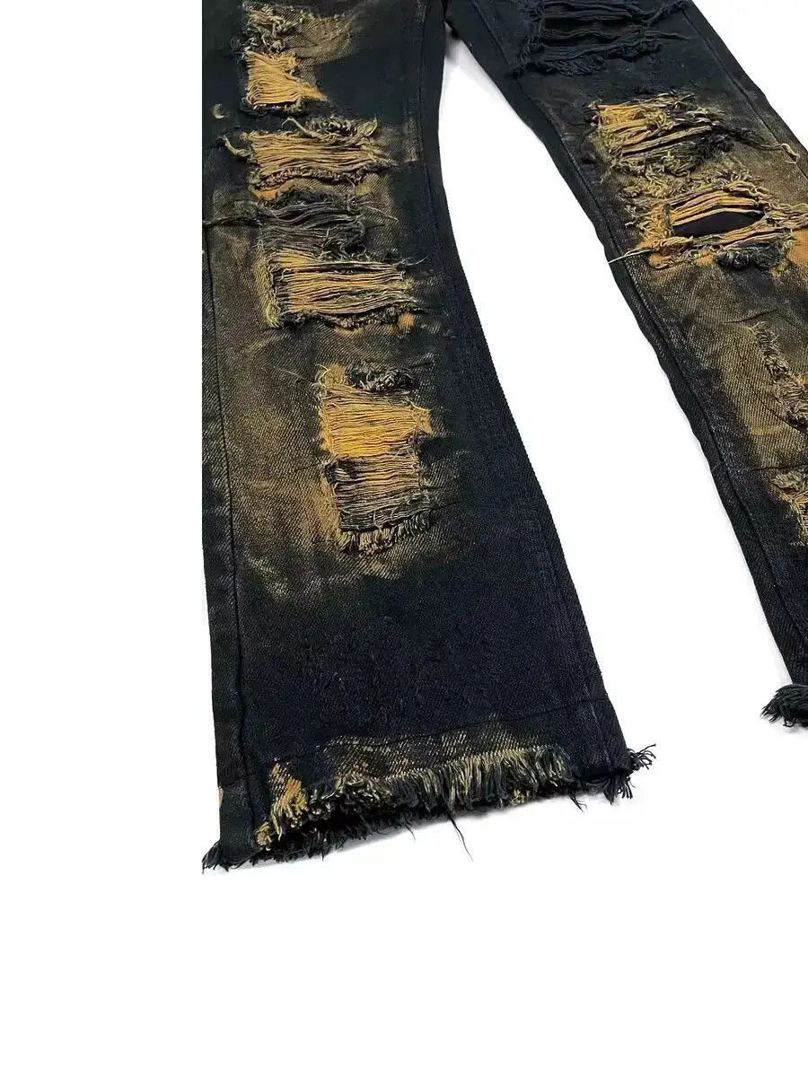 Japanese Brand Vintage handmade ripped raw edge micro-flared jeans Size US 32 / EU 48 - 4 Thumbnail