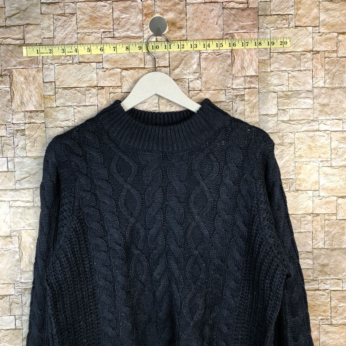 Homespun Knitwear × Japanese Brand Earth Music Econology Dark Blue cable Knitwear #A1223 Size US S / EU 44-46 / 1 - 2 Thumbnail