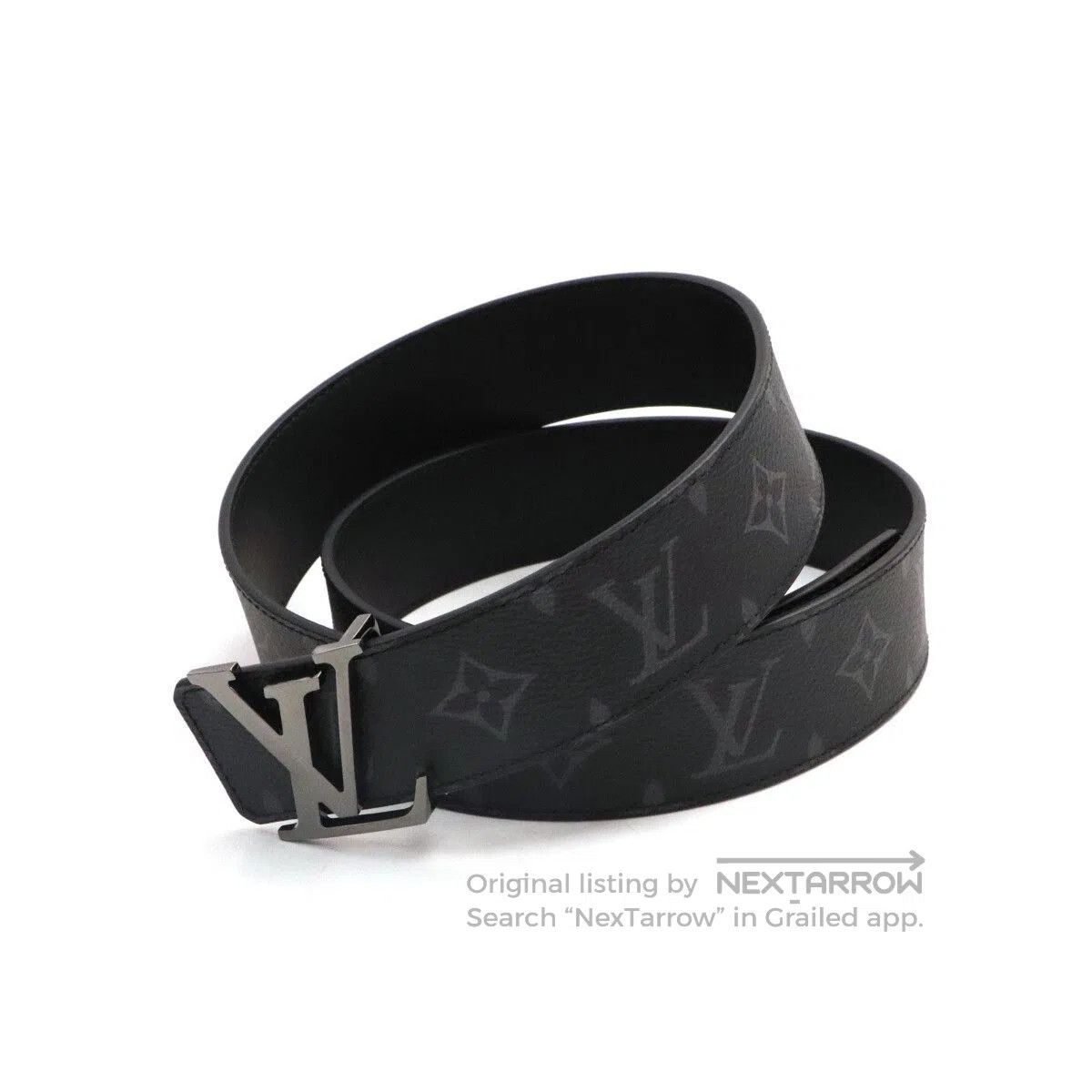 Louis Vuitton LV Men's Black Monogram Belt. Size ONE SIZE - 2 Thumbnail