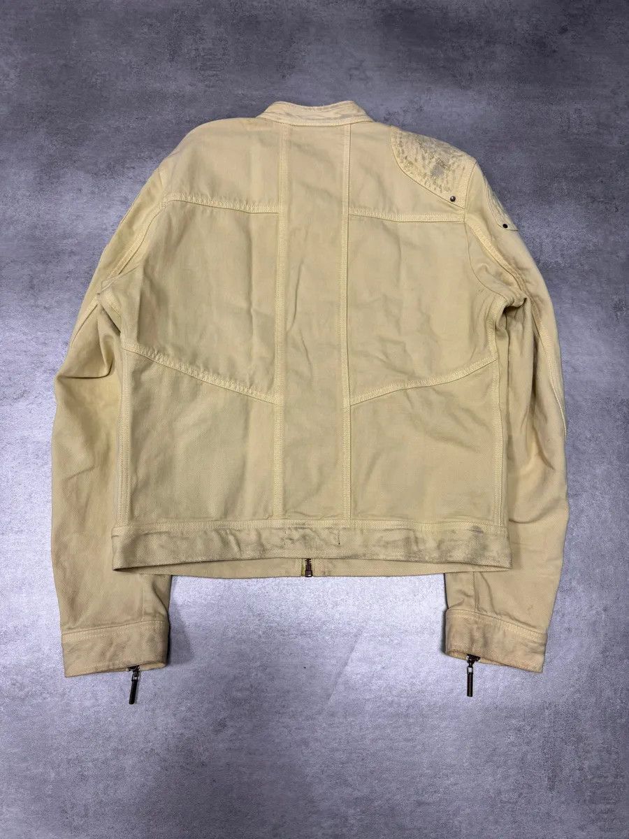 Just Cavalli 2000s Cavalli Biker Reinforced Beige Denim Jacket Size US M / EU 48-50 / 2 - 3 Thumbnail