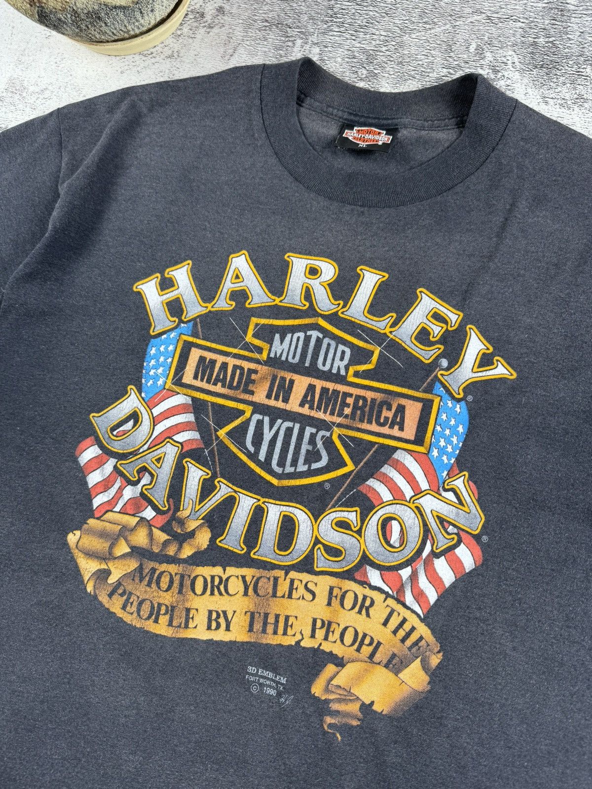 Harley Davidson 90s 1990 Harley Davidson USA Bike Eagle Print T Shirt Tee Size US XL / EU 56 / 4 - 6 Thumbnail