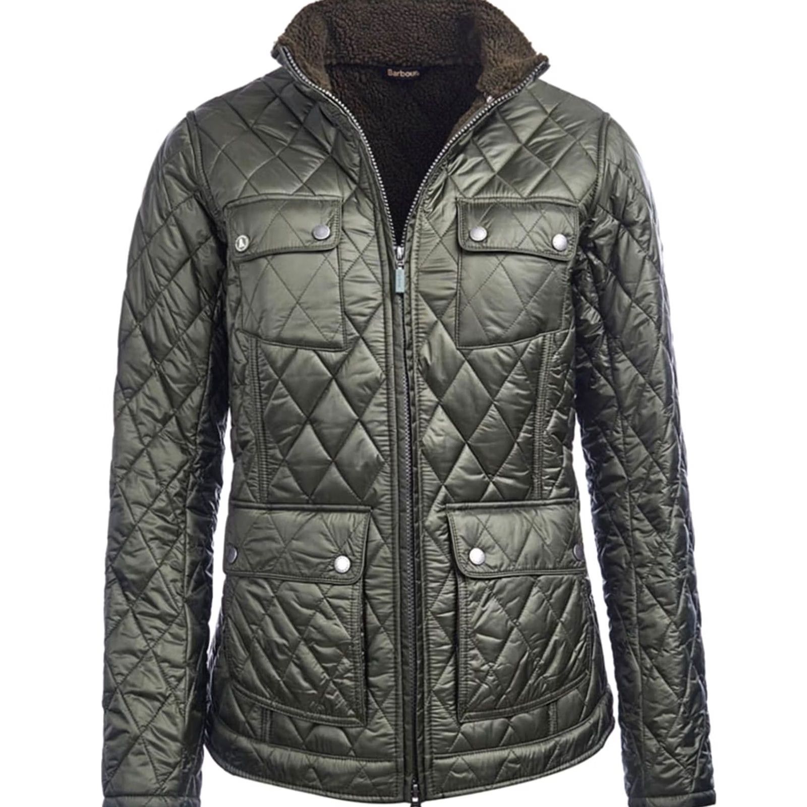Barbour Barbour Filey Diamond Quilted Jacket Fleece Lining Olive Green Women's US 12 Size XL / US 12-14 / IT 48-50 - 2 Thumbnail