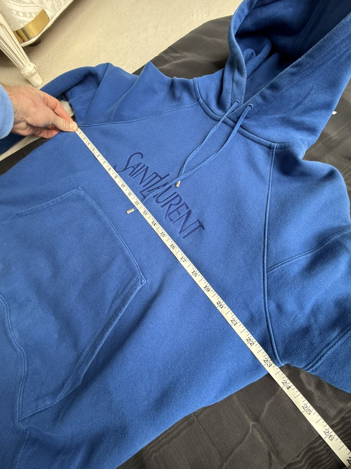 Saint Laurent Paris $1.5k FW23 Saint Laurent logo blue hoodie Grail L Size US L / EU 52-54 / 3 - 7 Thumbnail