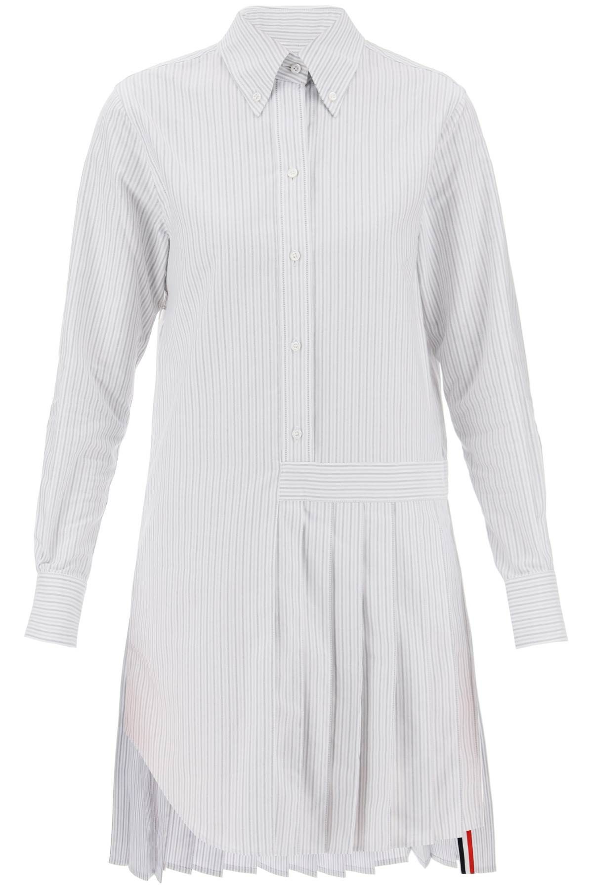 image of Thom Browne Striped Oxford Shirt Dress in Bianco, Women's (Size XS)