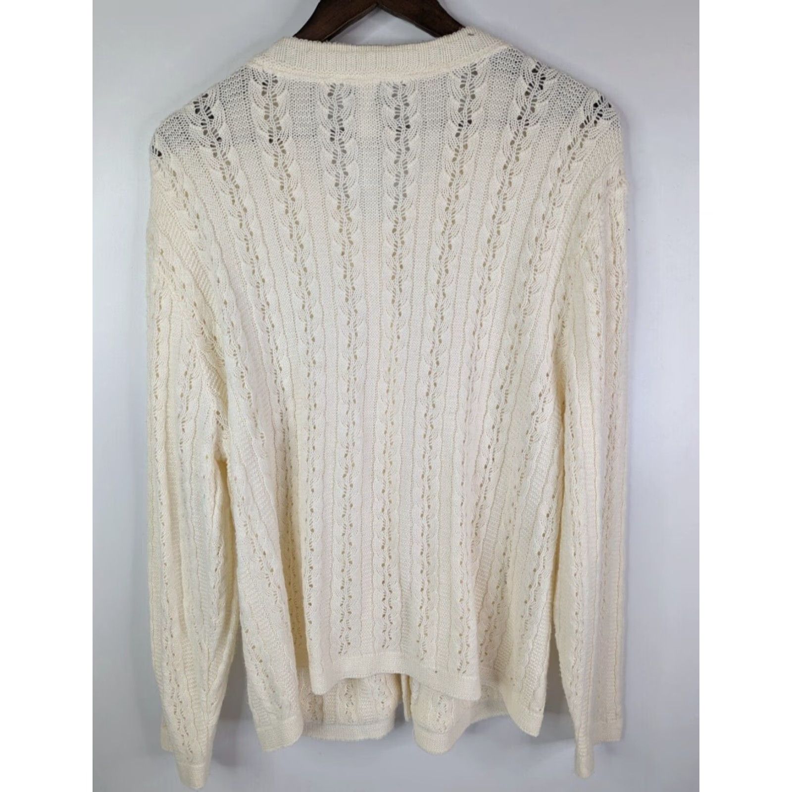 Vintage VINTAGE Anthony Richards Cardigan Sweater Women XL Ivory Knit House Made in USA Size XL / US 12-14 / IT 48-50 - 4 Thumbnail