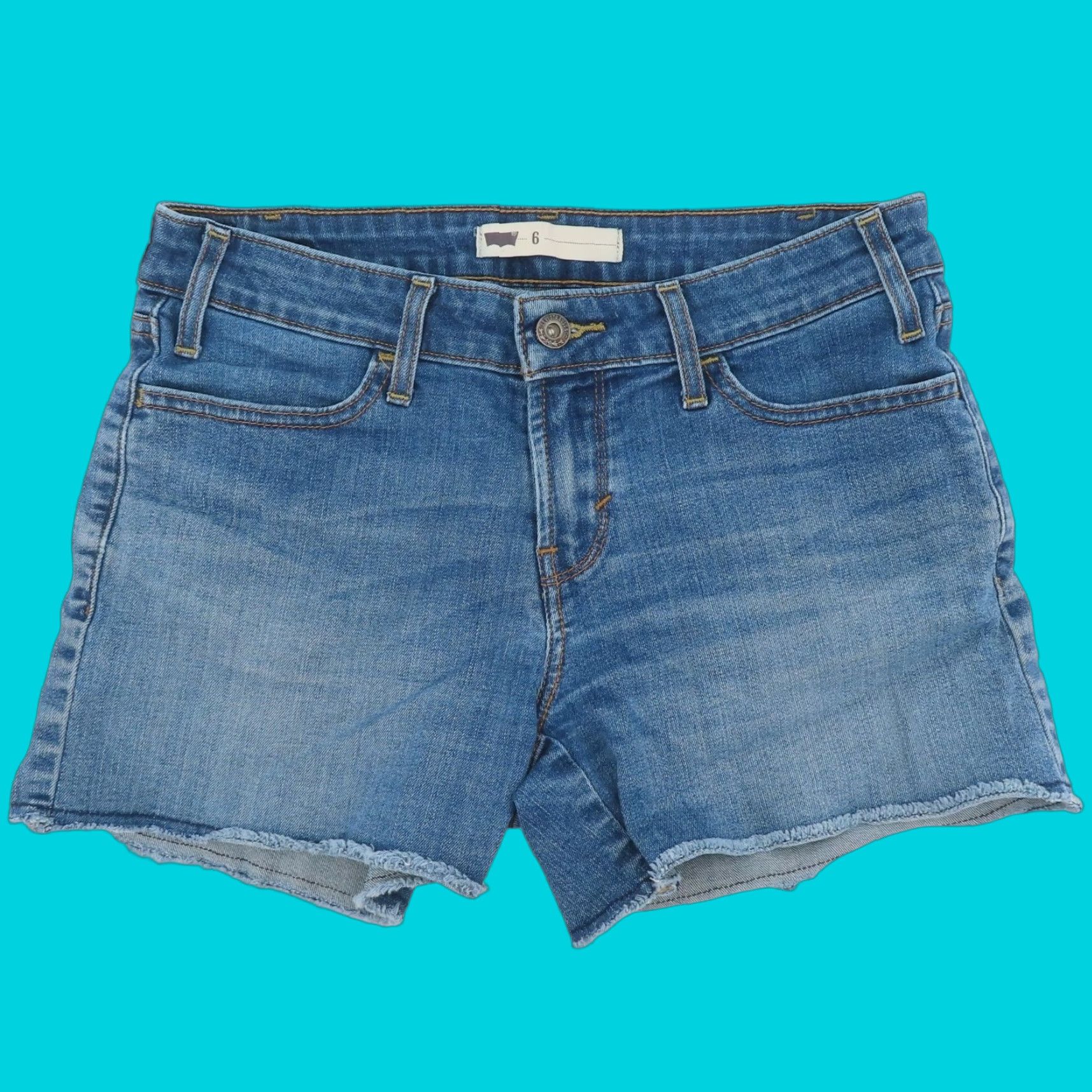 Levi's Levi's Women 6 Blue Denim Jean Shorts Raw Hem Pockets Cotton Blend 3.75 in Inseam Vintage? No Size 28" / US 6 / IT 42 - 1 Thumbnail