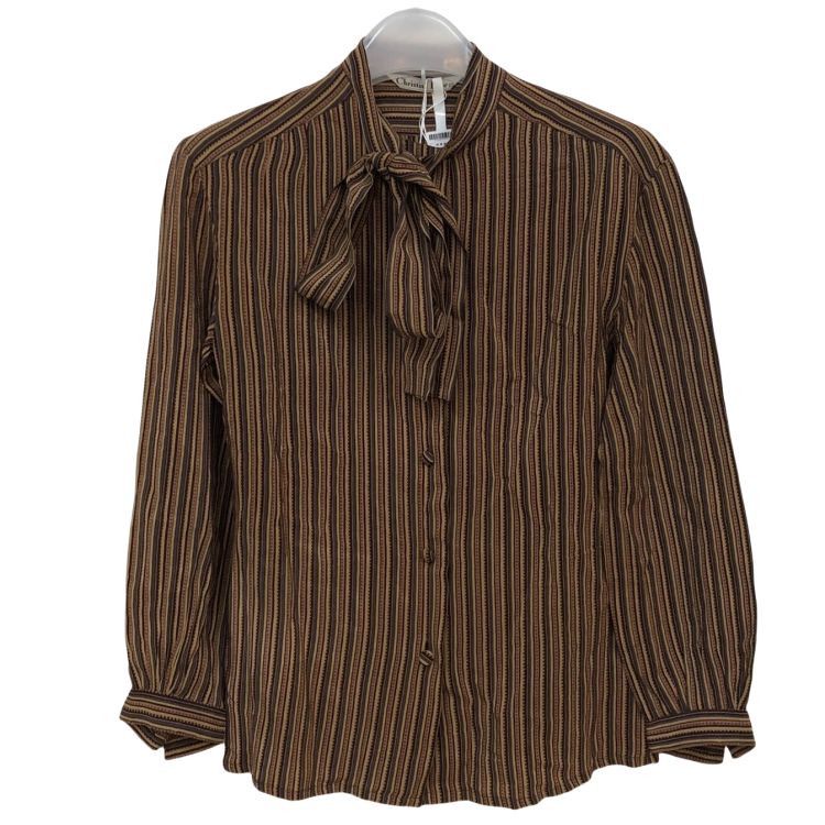 Dior Christian Dior Striped Tie Neck Blouse Size M / US 6-8 / IT 42-44 - 1 Thumbnail
