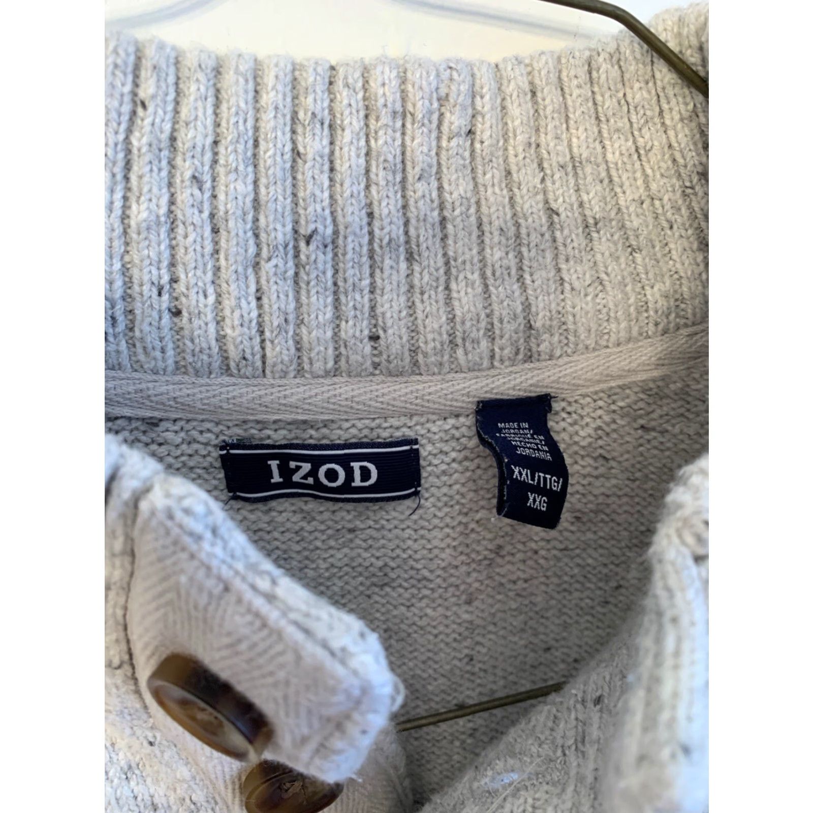 Izod Izod Men's Sweater Henley XXL Light Gray Pullover Flecked Pattern Size US XXL / EU 58 / 5 - 3 Thumbnail