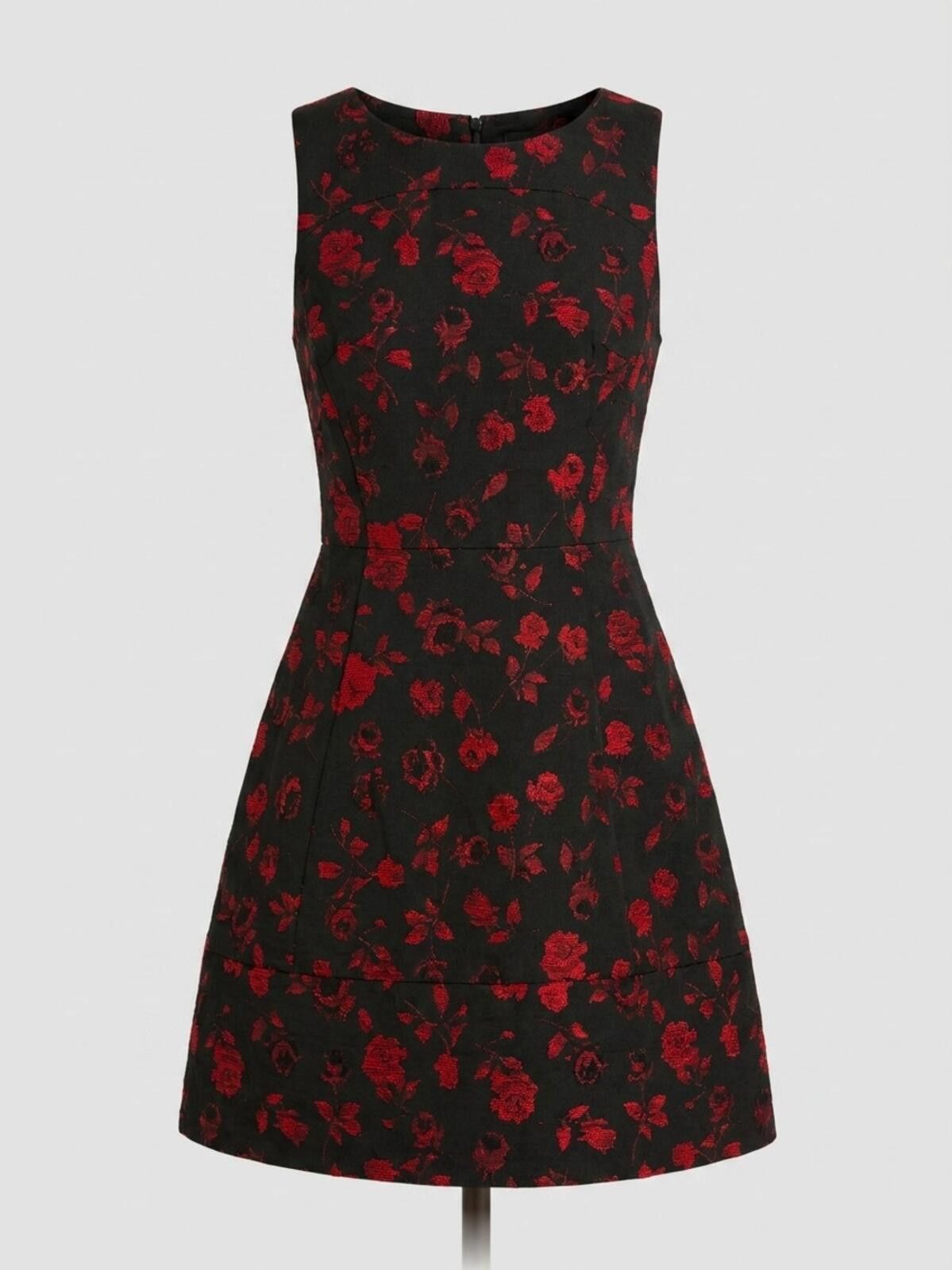 Other Black Sleeveless Mini Dress with Red Floral Jacquard Size M / US 6-8 / IT 42-44 - 1 Thumbnail