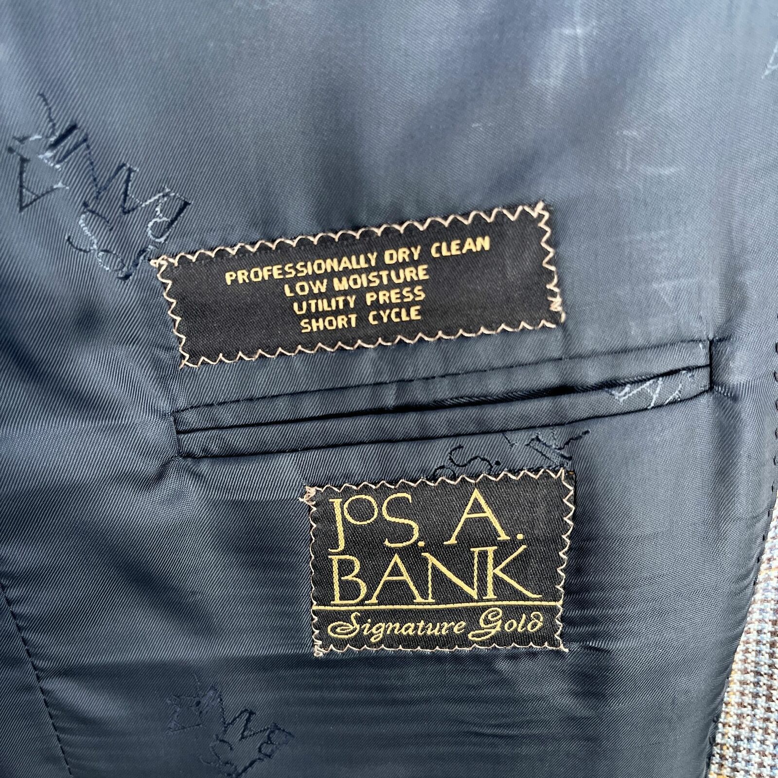 Jos. A. Bank Jos A Bank Signature Gold Sport Coat Blue Windowpane 41L Size 40L - 8 Thumbnail