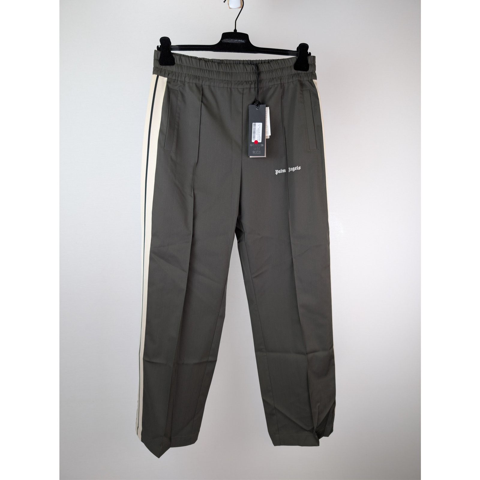 Palm Angels o1rshd1 Classic Logo Wool Track Pants in Military/Off-White Size US 32 / EU 48 - 2 Thumbnail