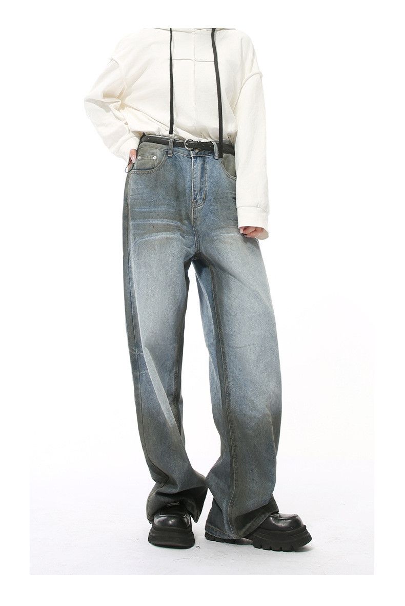 Japanese Brand × Jean American street retro distressed straight washed jeans Size US 34 / EU 50 - 4 Thumbnail