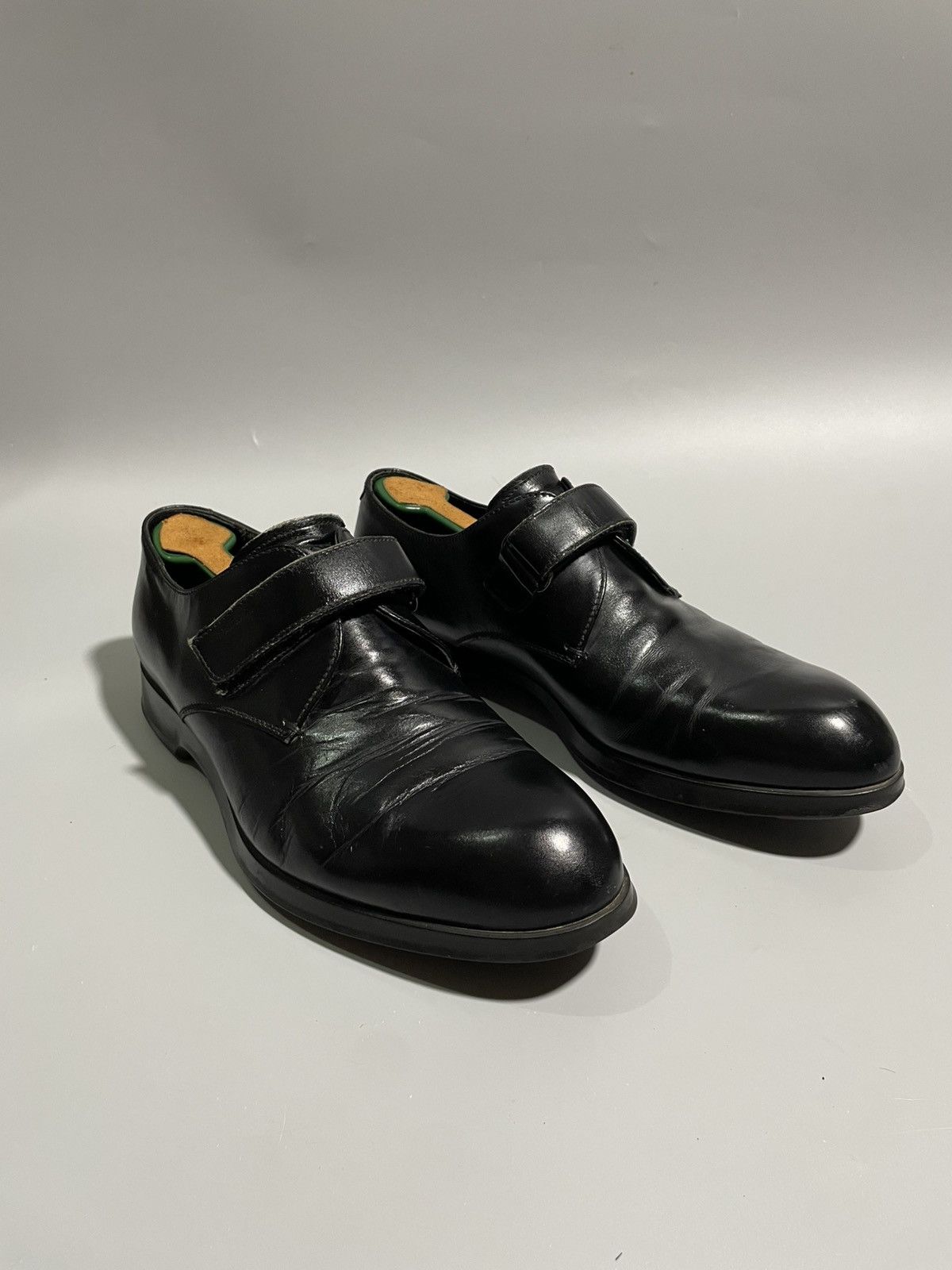 Prada Prada Black Leather Velcro Strap Derby Shoes Size US 6.5 / EU 39-40 - 3 Thumbnail