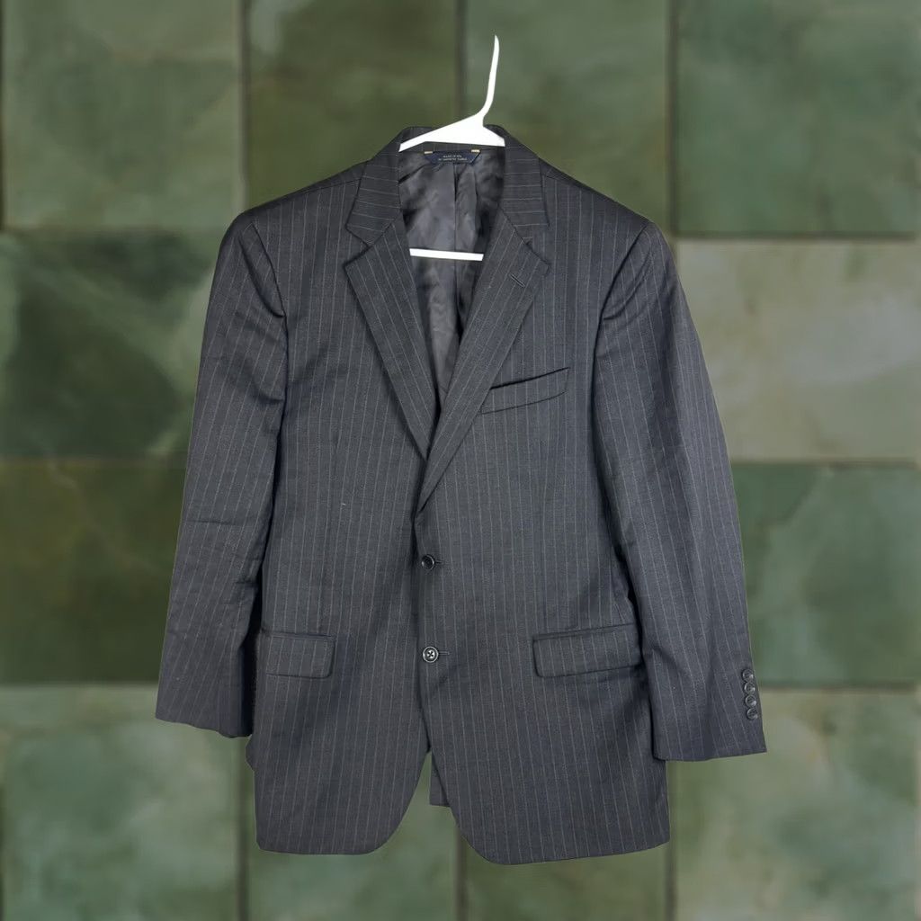 Brooks Brothers Brooks Brothers Jacket 42R Gray Pinstripe 1818 Fitzgerald Wool Blazer Mens Slim Notch Lapel Two-Button Suit Jacket Size 42R - 1 Thumbnail