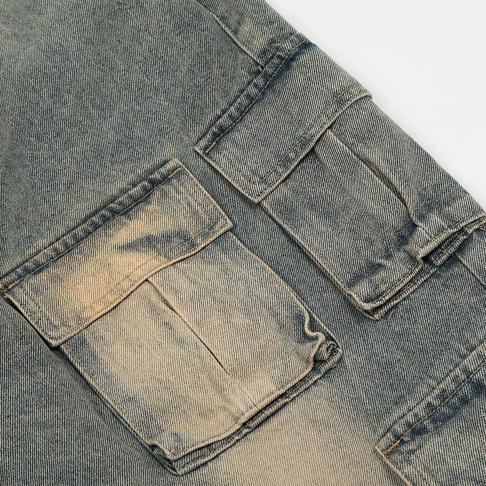 Jean Cargo Faded Wash Baggy Denim Jeans Size US 34 / EU 50 - 7 Thumbnail