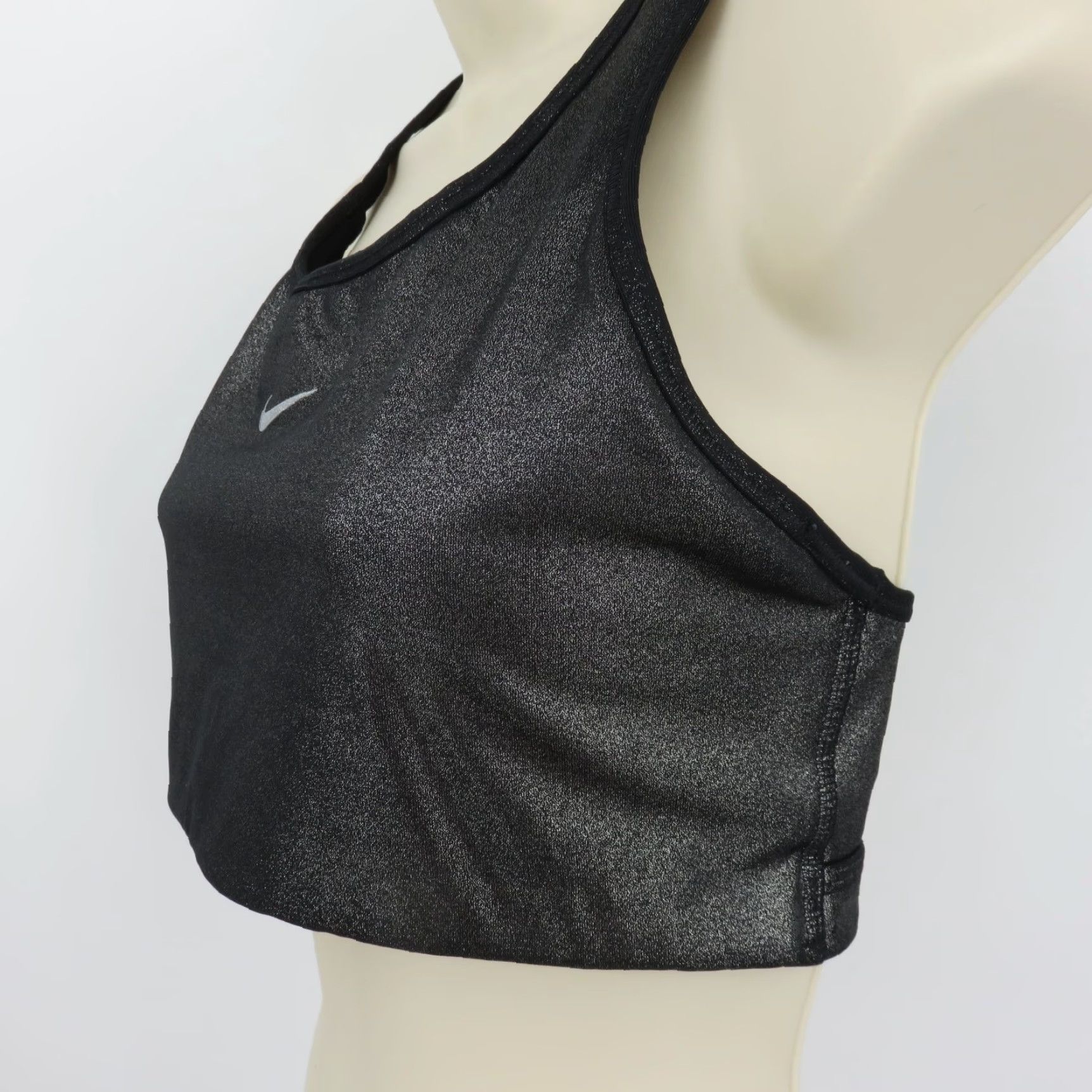 Nike Nike Dri-Fit Sports Bra Women L Black Gray Shimmer Racerback Wireless Nike Dri-FIT Bra L Womens Raceback Pullover Quick-Search Size ONE SIZE - 5 Thumbnail