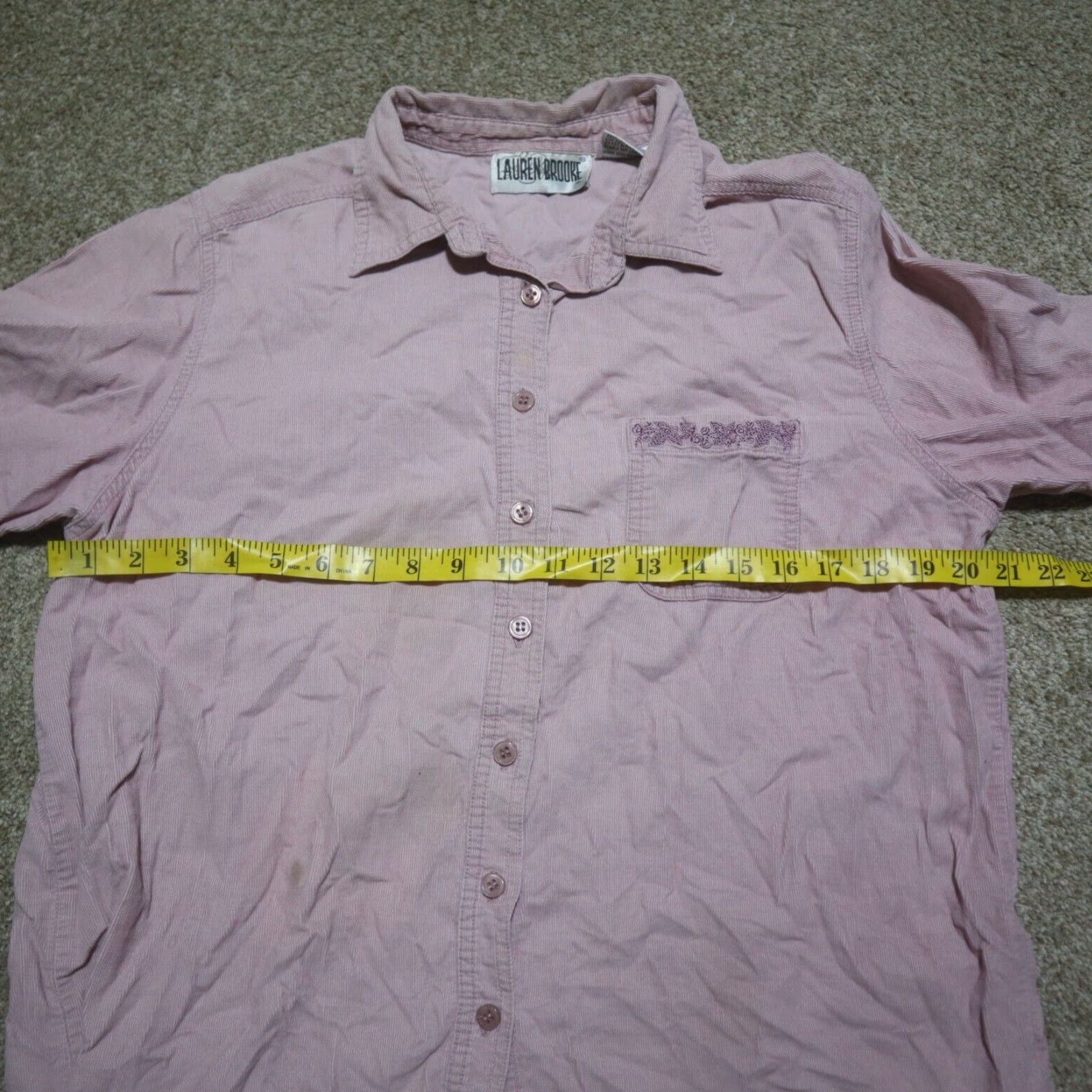 Vintage Lauren Brooke Shirt Women's L Large Light Pink Flowers Long Sleeve Button Up Women's Size L / US 10 / IT 46 - 4 Thumbnail