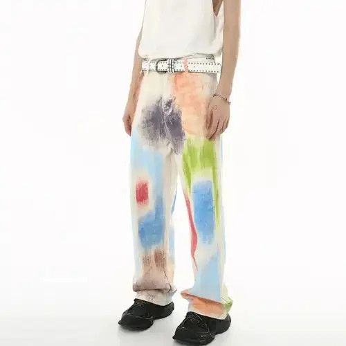 Designer × Japanese Brand Fashion Graffiti Dyed Colored Baggy Jean Size US 30 / EU 46 - 4 Thumbnail