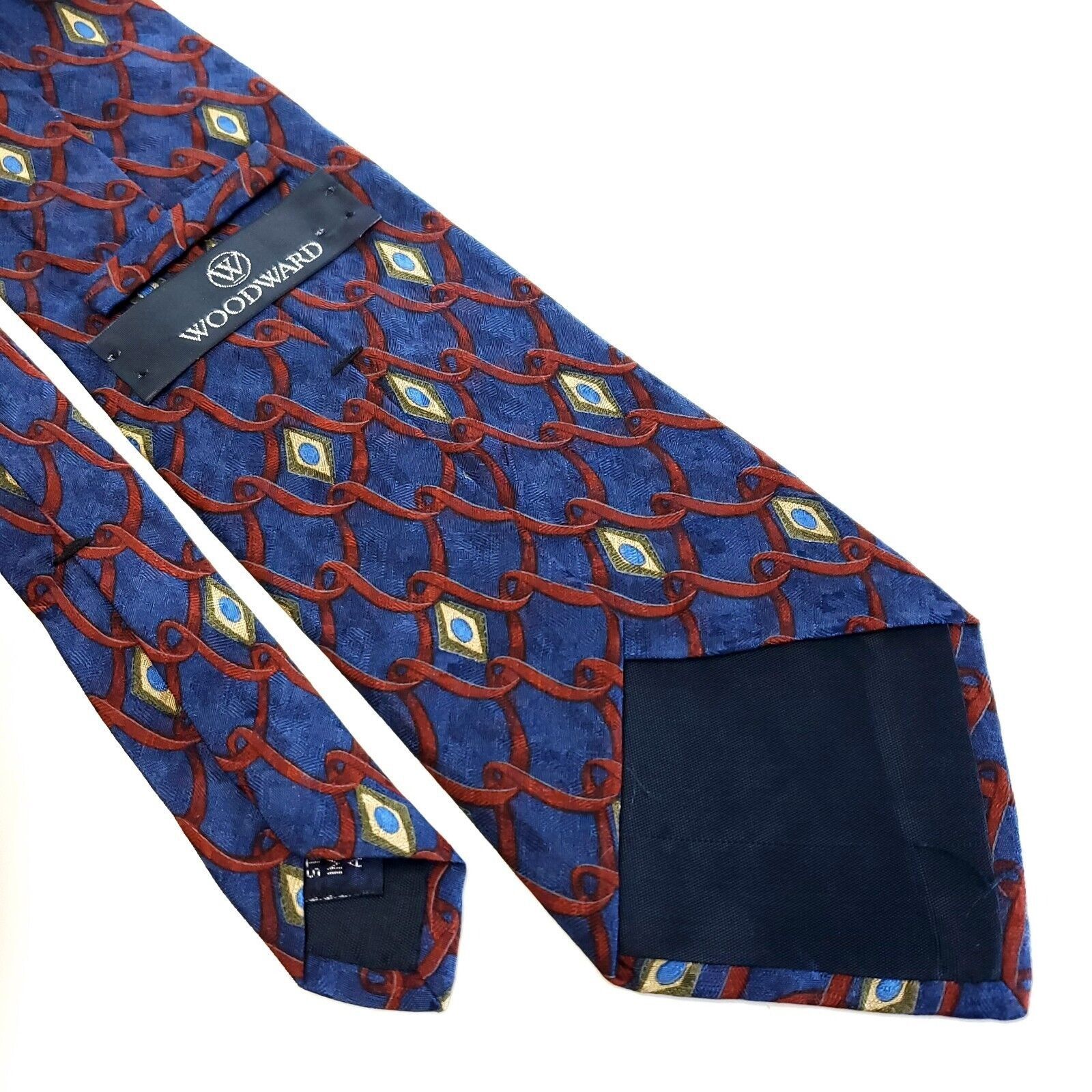 Woodward Woodward Blue Red Jacquard Print Wide Silk Tie Size ONE SIZE - 5 Thumbnail