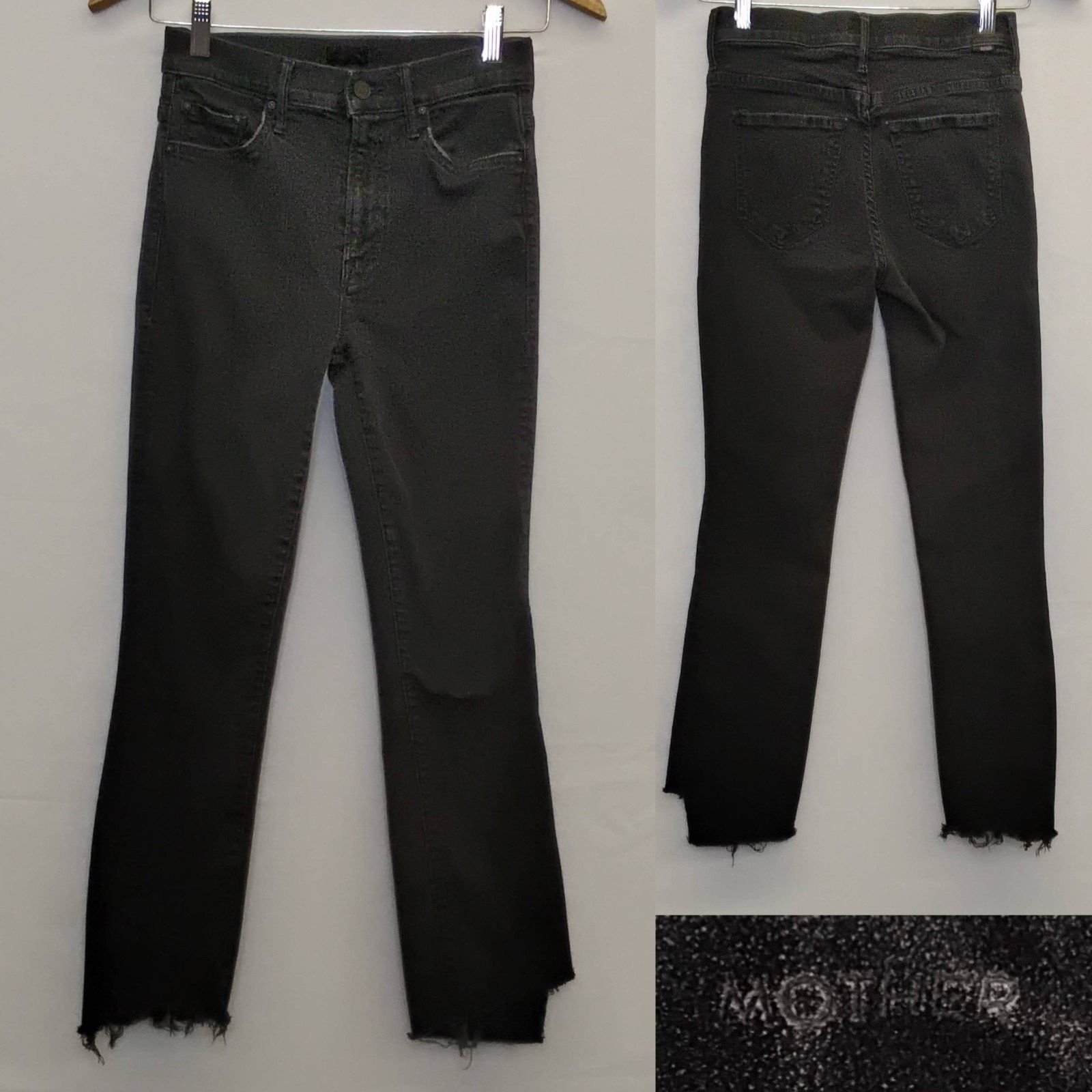 MOTHER Mother The Insider Crop Fray Jeans Women's 25x25 Black Wash Size 25" / US 0 / IT 36 - 1 Thumbnail