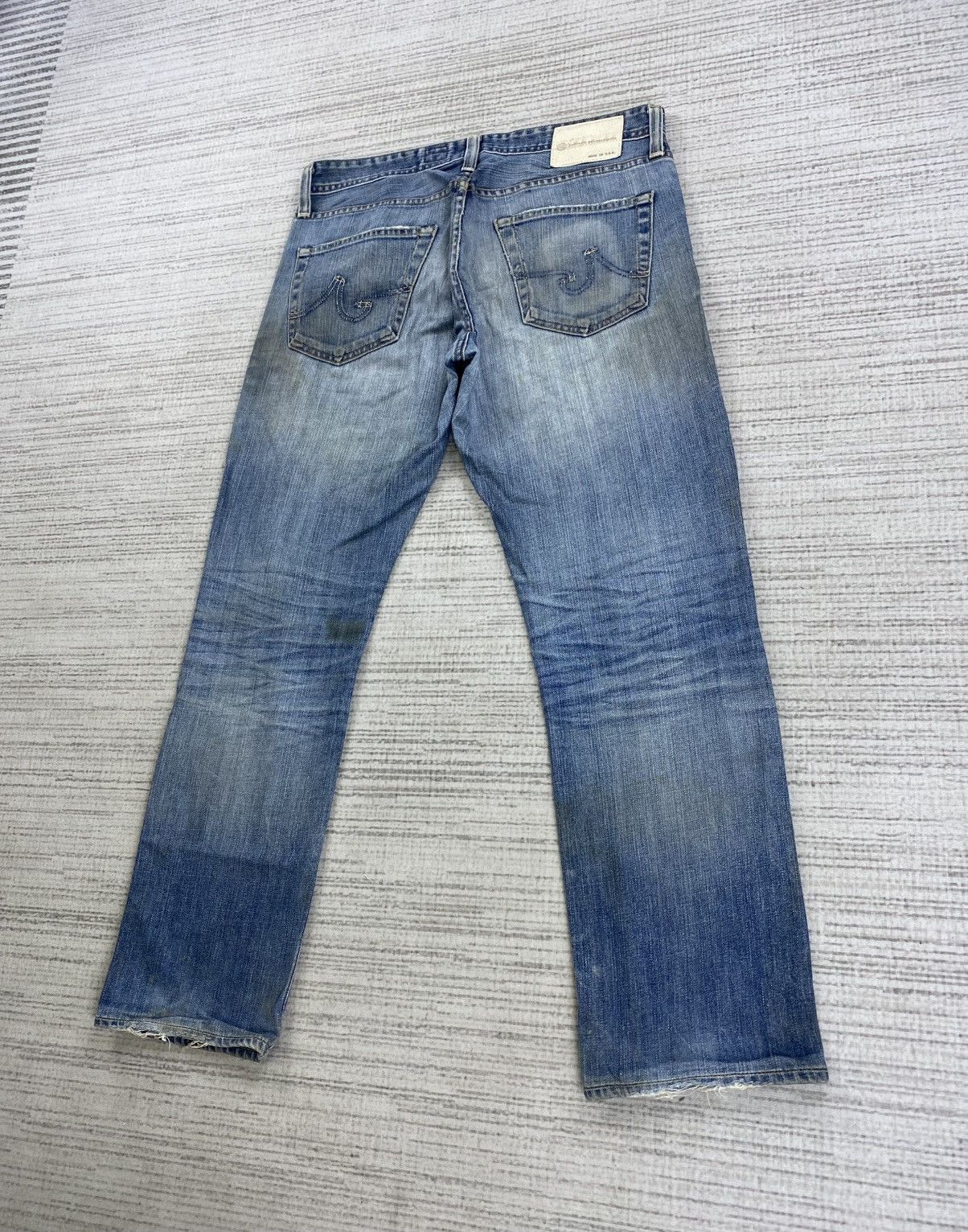 AG Adriano Goldschmied × Le Grande Bleu (L.G.B.) × Vintage Vtg AG Adriano Goldschmied Slim Straight Distressed Pants Size US 32 / EU 48 - 10 Thumbnail
