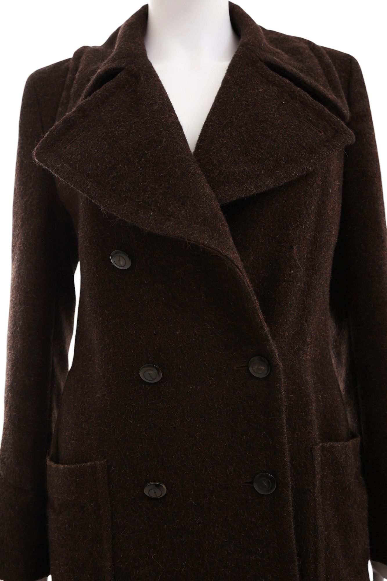 Gucci × Tom Ford F/W 1995 Alpaca Brown Double Breasted Coat Size XS / US 0-2 / IT 36-38 - 6 Thumbnail