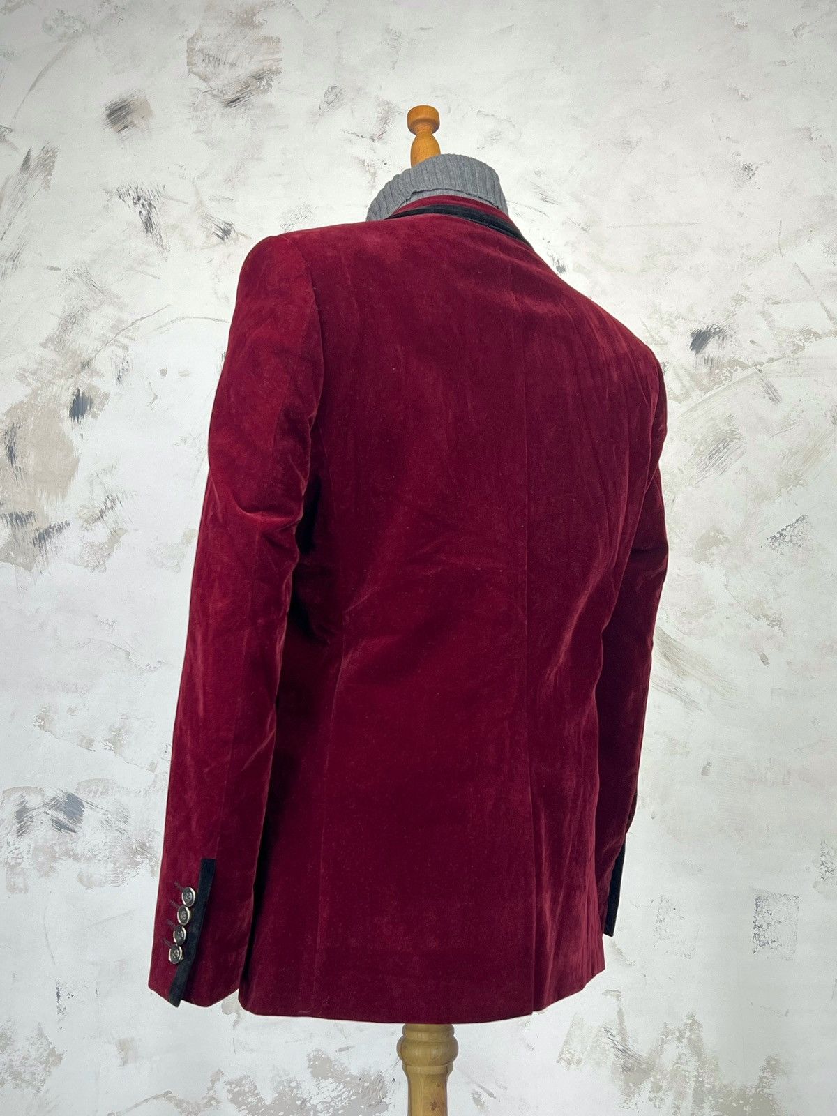Vintage Marc Darcy London Red Velours Blazer Jacket Size S 34S Size 34S - 3 Thumbnail