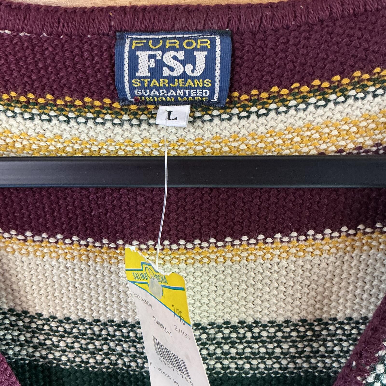 Other Vintage Furor Star FSJ Striped Sweater Vest Men’s Large Tags Size US L / EU 52-54 / 3 - 2 Thumbnail