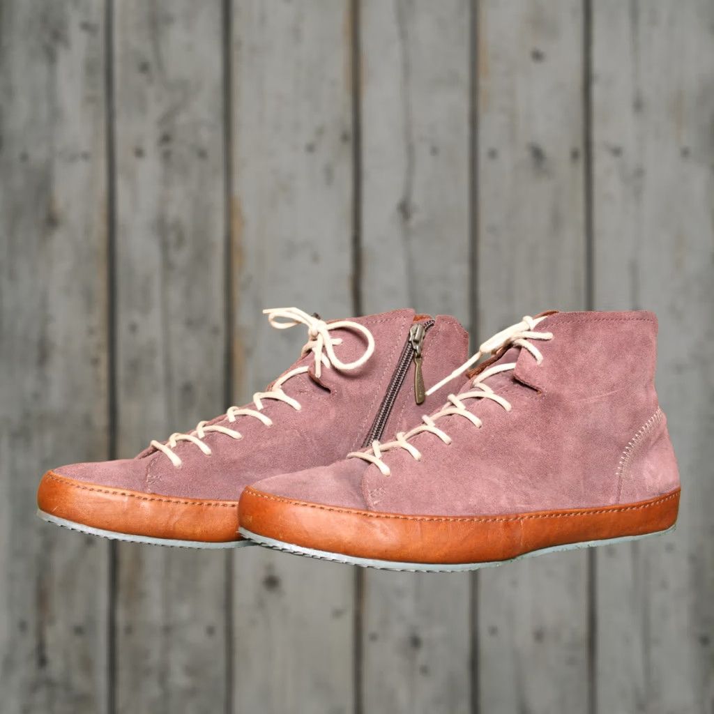 Vintage Sergio Tomani Dusty Plum Suede & Tan Leather Ankle Boots US 10.5-11 | EUR 42 Women's Bootie Leather Suede Lace Up Zip 42 Plum Tan Mens Womens Size US 10.5 / IT 40.5 - 1 Thumbnail
