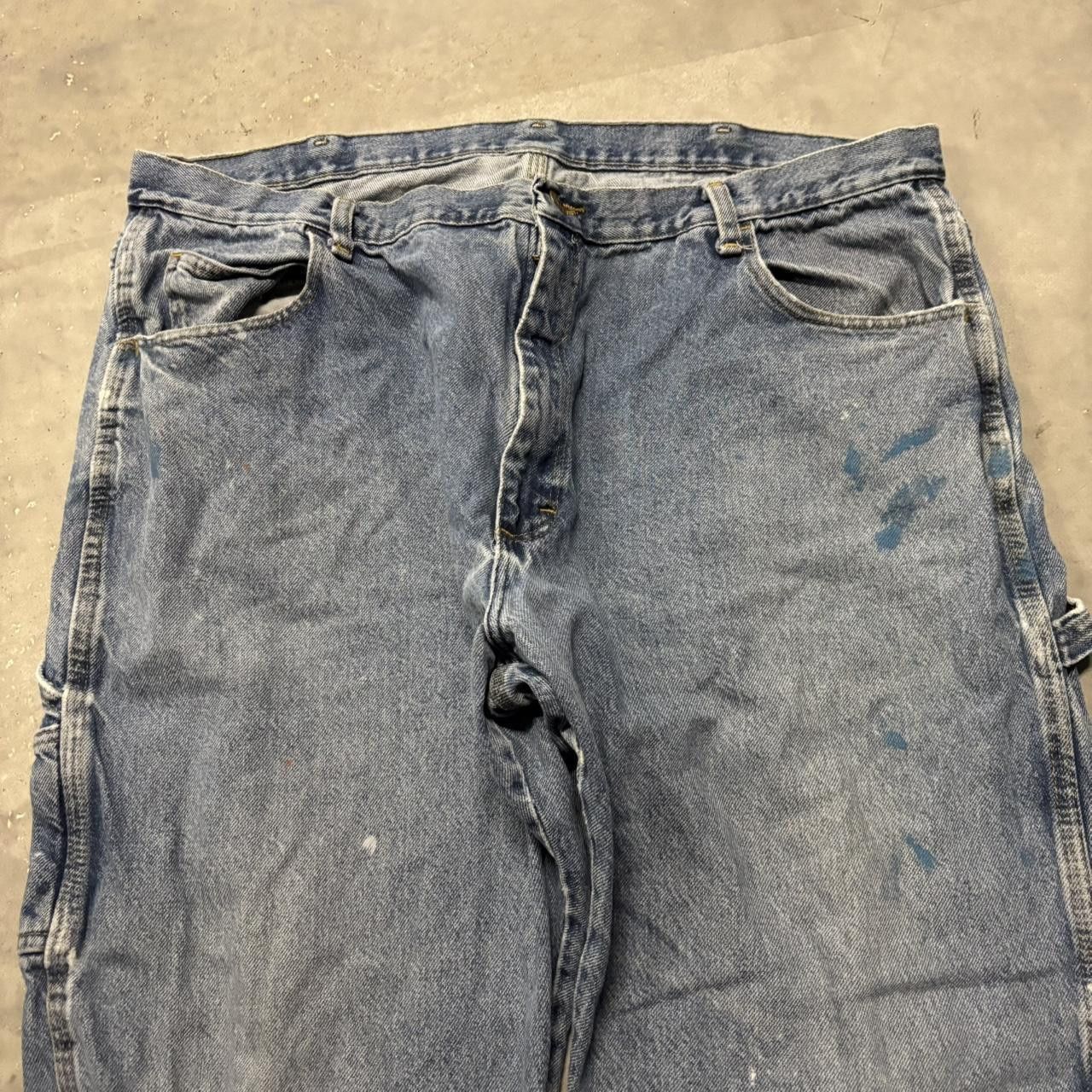 Japanese Brand × Vintage Crazy Vintage Y2K/2000s Baggy Faded Light Wash Skater Style Carpenter Denim Jeans! Size US 40 / EU 56 - 5 Thumbnail