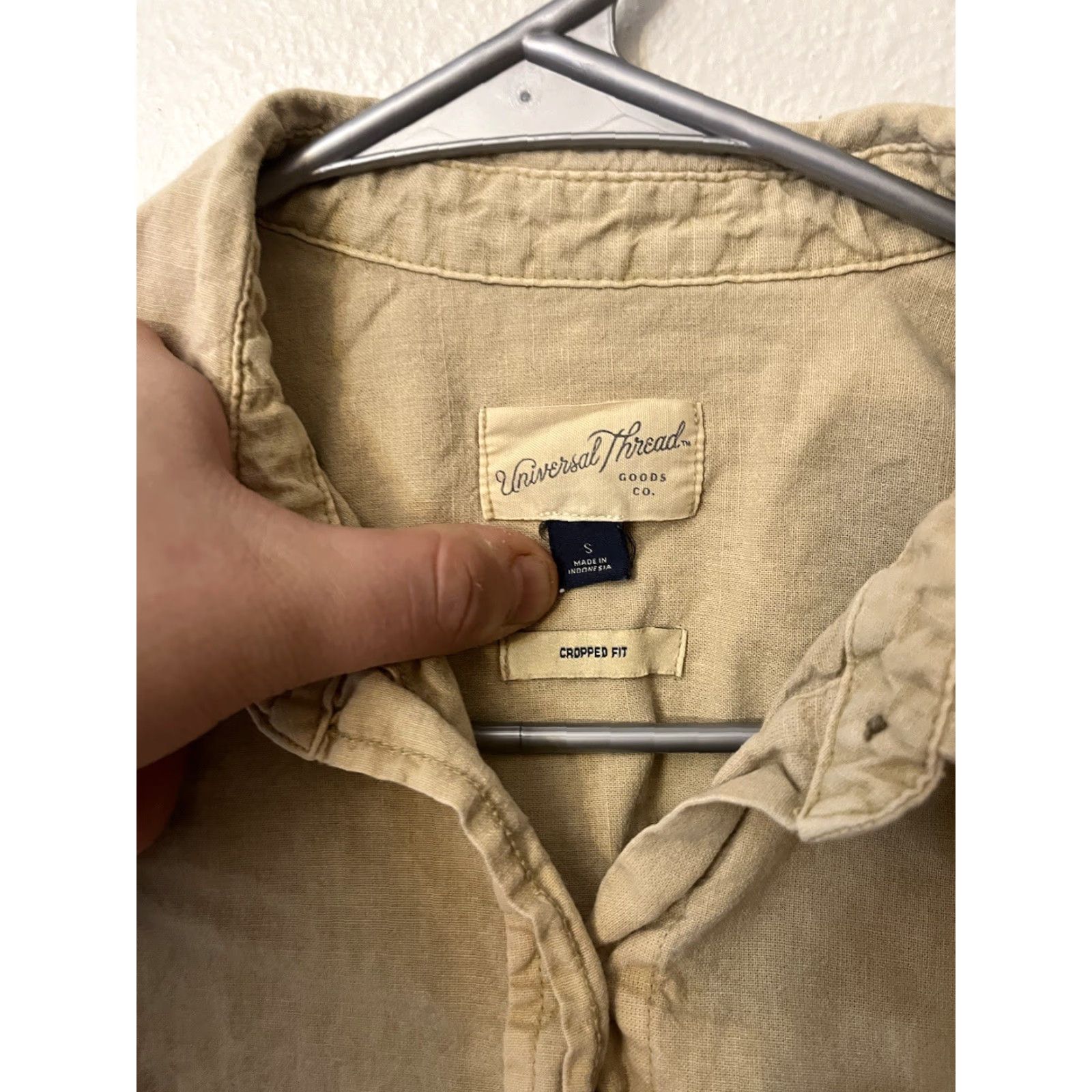 Vintage Universal Thread Cropped Top Size S Beige Cotton Linen Women's Long Sleeve Casual Spring Summer 2020s Theme University Size S / US 4 / IT 40 - 3 Thumbnail