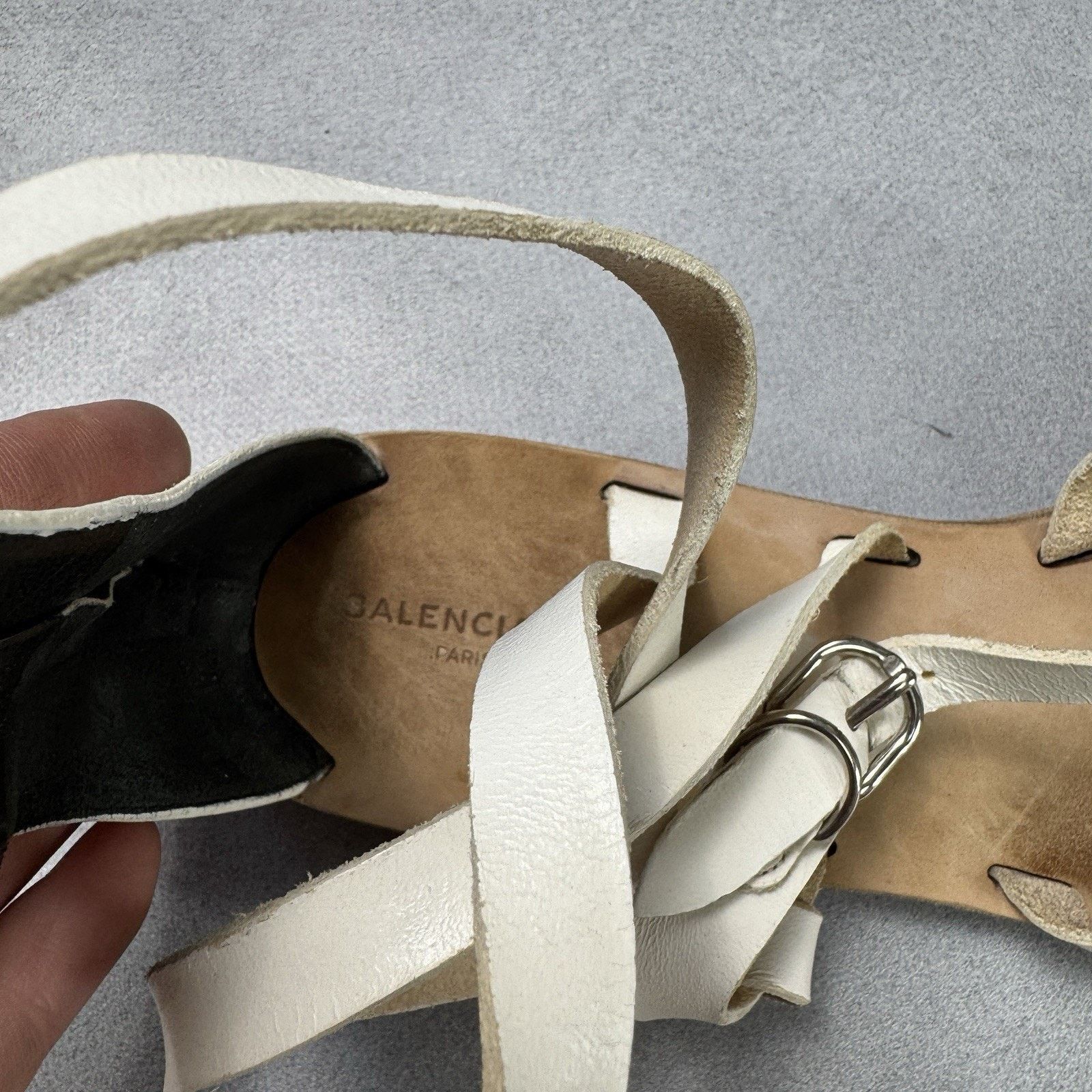 Balenciaga Balenciaga Bickle White Leather Gladiator Ankle Sandals 37 Size US 7 / IT 37 - 13 Thumbnail