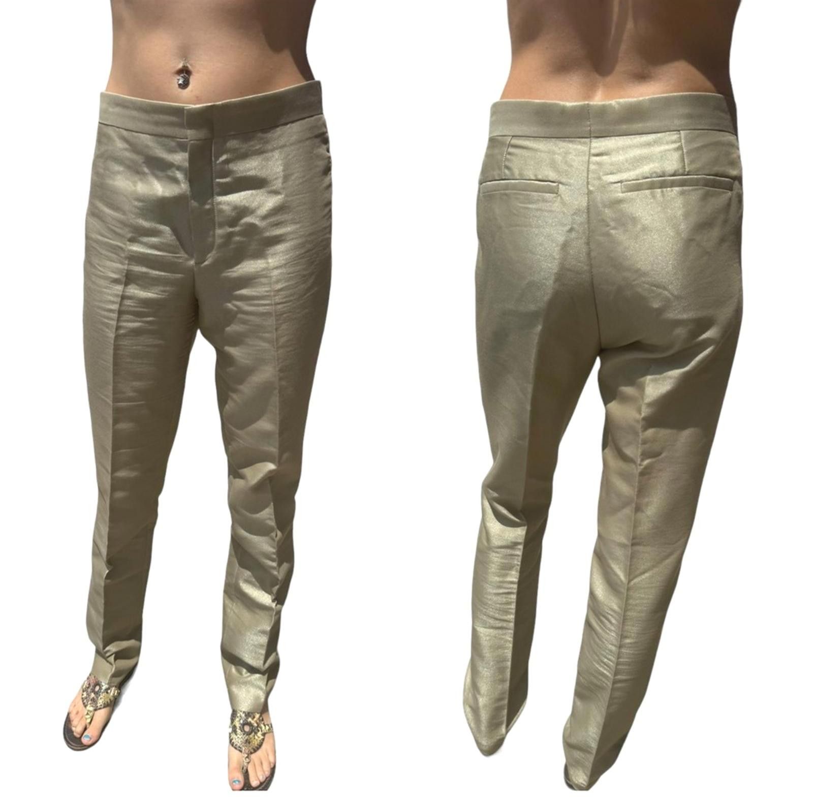 Gucci Gucci Women’s Antique Gold Straight-Leg Trousers Size 4 Size 28" / US 6 / IT 42 - 1 Thumbnail