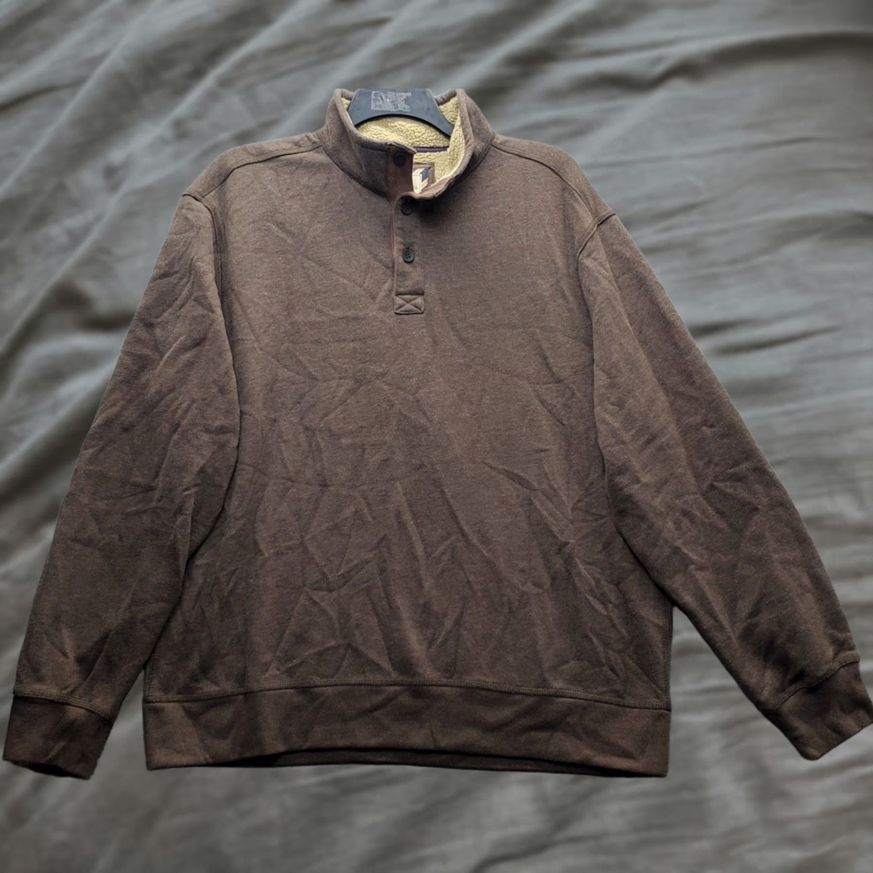 Vintage G.H. Bass & Co. Sweater Mens XXL Brown Fleece Lined Mock Neck Quarter Button Size US XXL / EU 58 / 5 - 1 Thumbnail