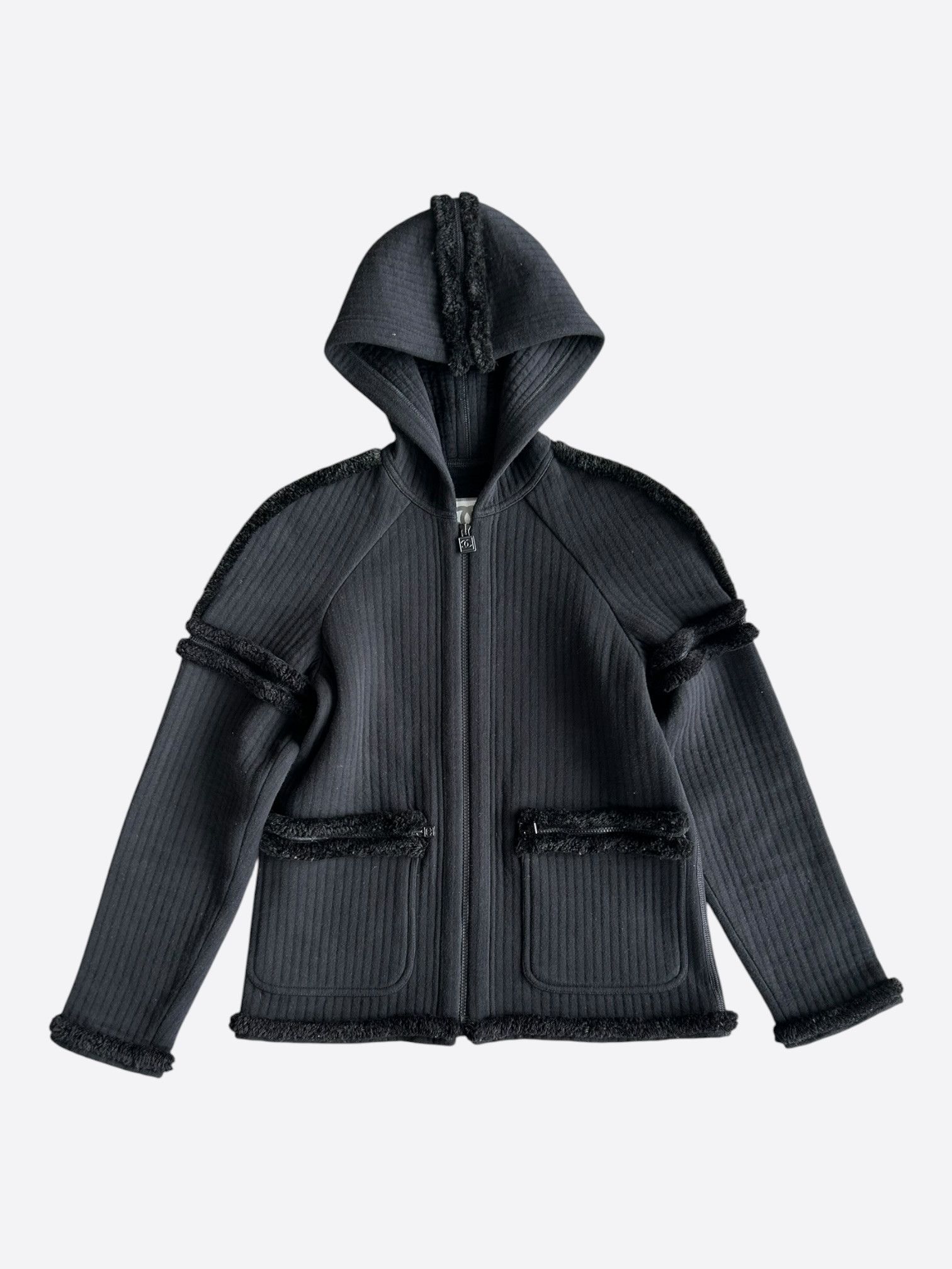 Chanel Chanel Black Shearling Women's Zip Up Hoodie Size M / US 6-8 / IT 42-44 - 1 Thumbnail