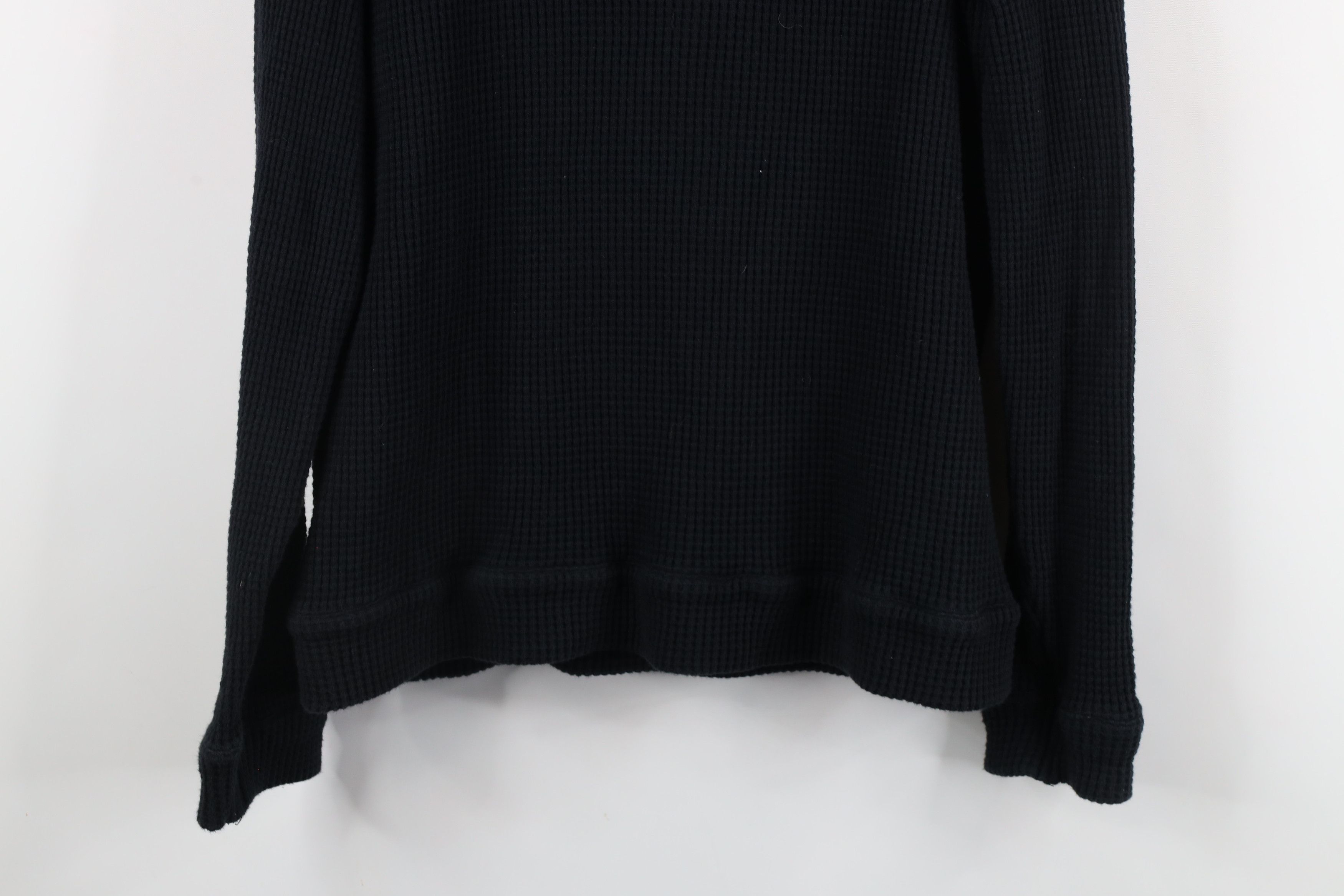 Armani Exchange × Vintage Armani Exchange Leather Trim Thermal Waffle Knit Hoodie Size US L / EU 52-54 / 3 - 14 Thumbnail
