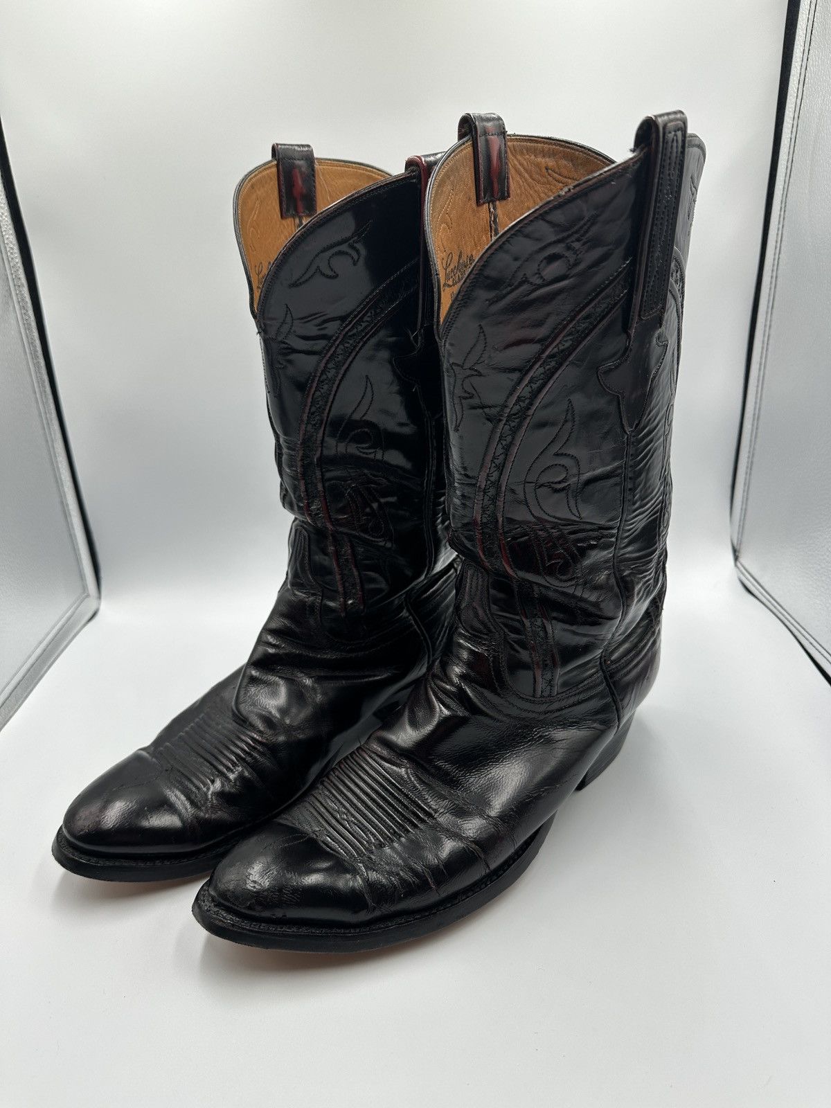 Lucchese Lucchese L692024 Vtg Black Cherry Teju Cowboy Boots  display picture 1
