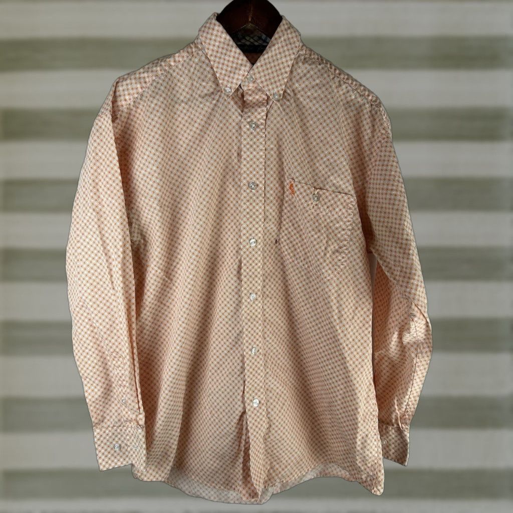 Wrangler VINTAGE Wrangler George Strait Shirt Mens M Orange Geometric Button Long Sleeve Flaw (pre-owned) Size US M / EU 48-50 / 2 - 1 Thumbnail