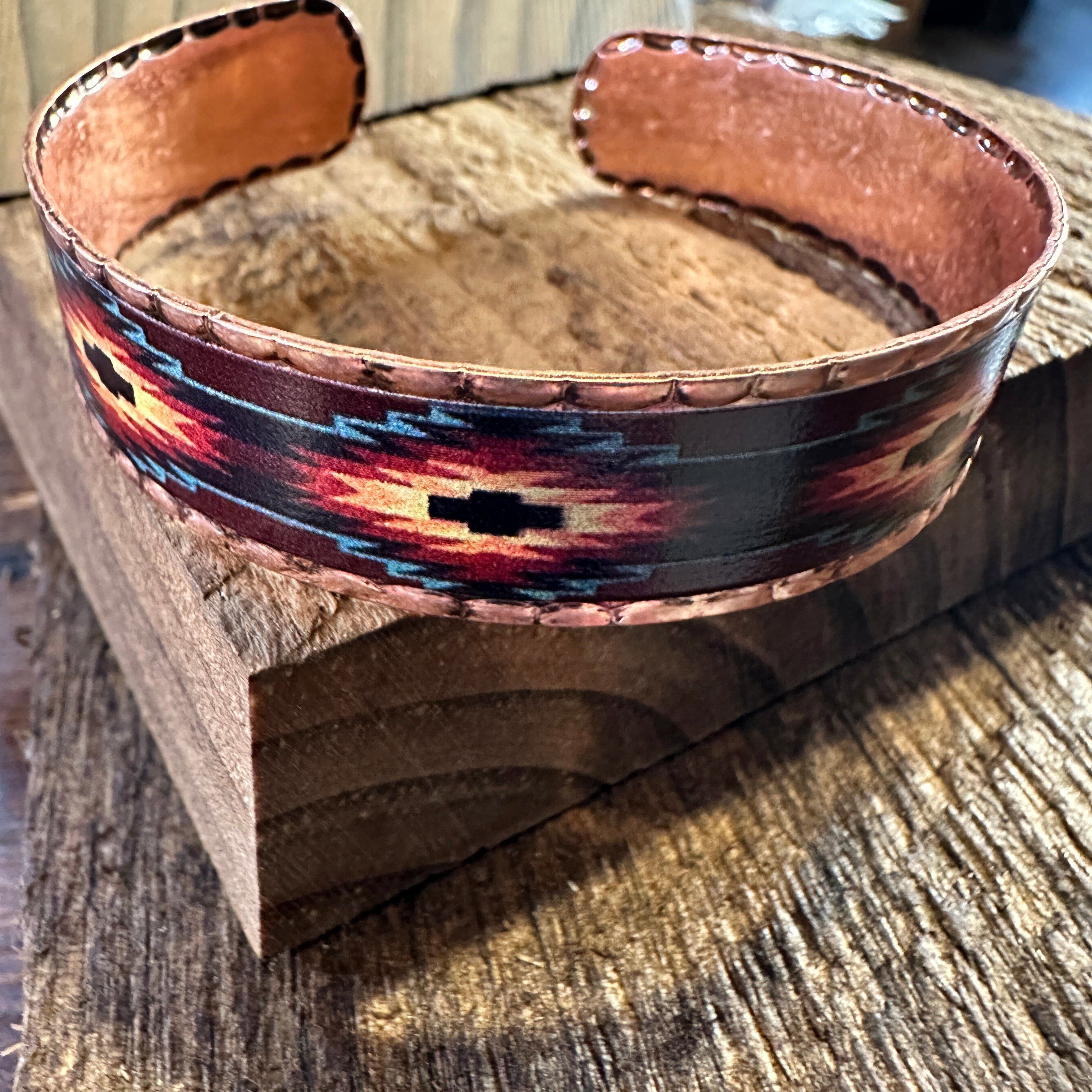 Other Handmade Boho Native American Aztek Copper Narrow Cuff Brace Size ONE SIZE - 4 Thumbnail