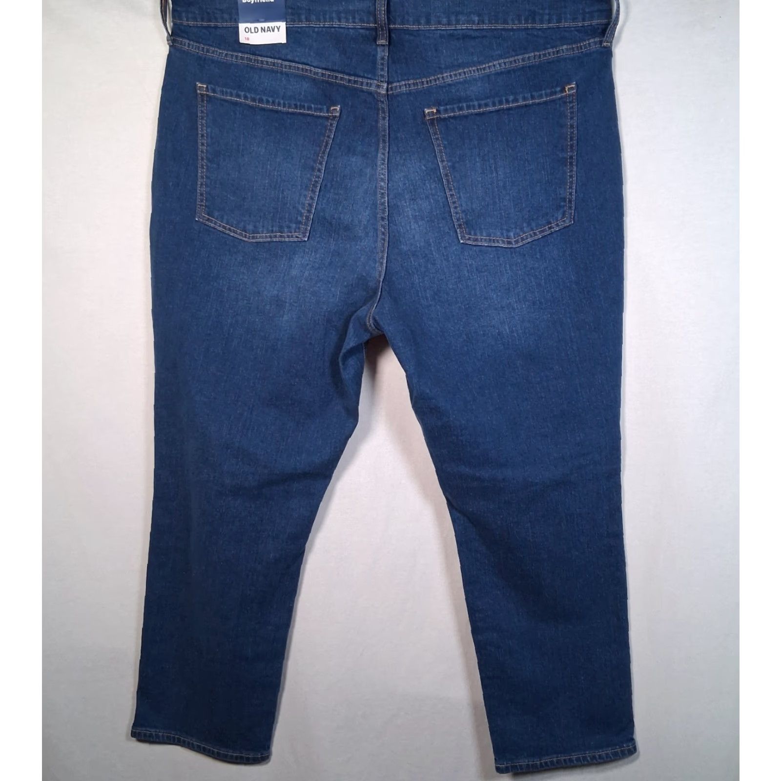 Old Navy Old Navy Boyfriend Jeans Size 18 Mid Rise Distressed Holes Blue Stretch Denim Model Size 40" / US 18 - 2 Thumbnail