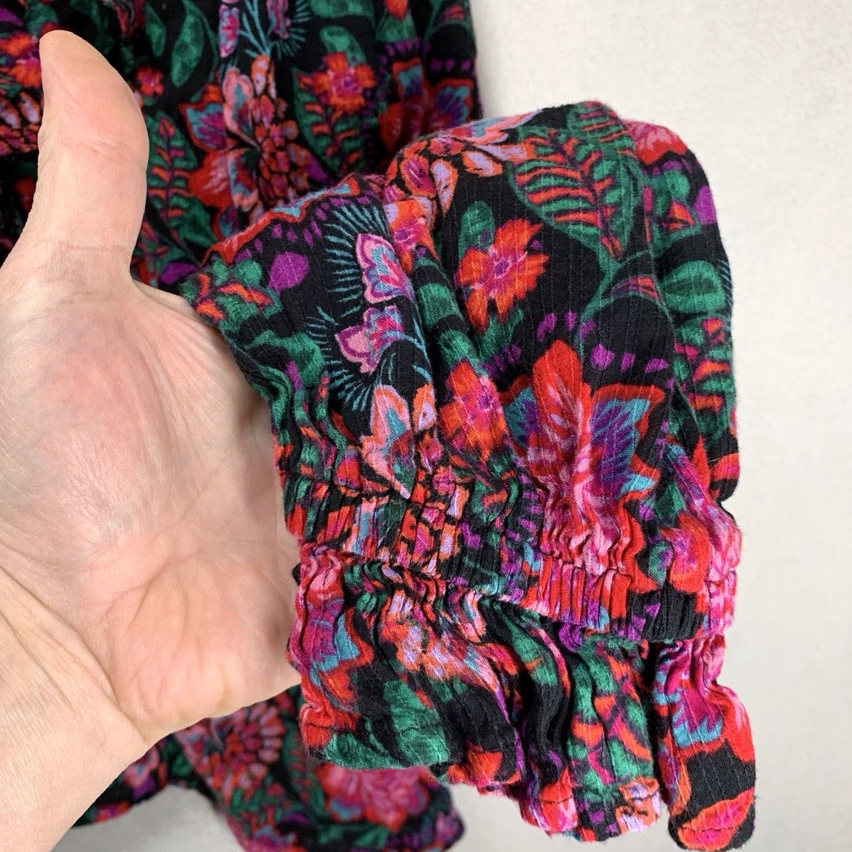 Vintage VINTAGE Women's 3X Floral Blouse Cotton Rayon Bohemian Summer Party/Cocktail Casual Wear Size XXL / US 16-18 / IT 52-54 - 6 Thumbnail