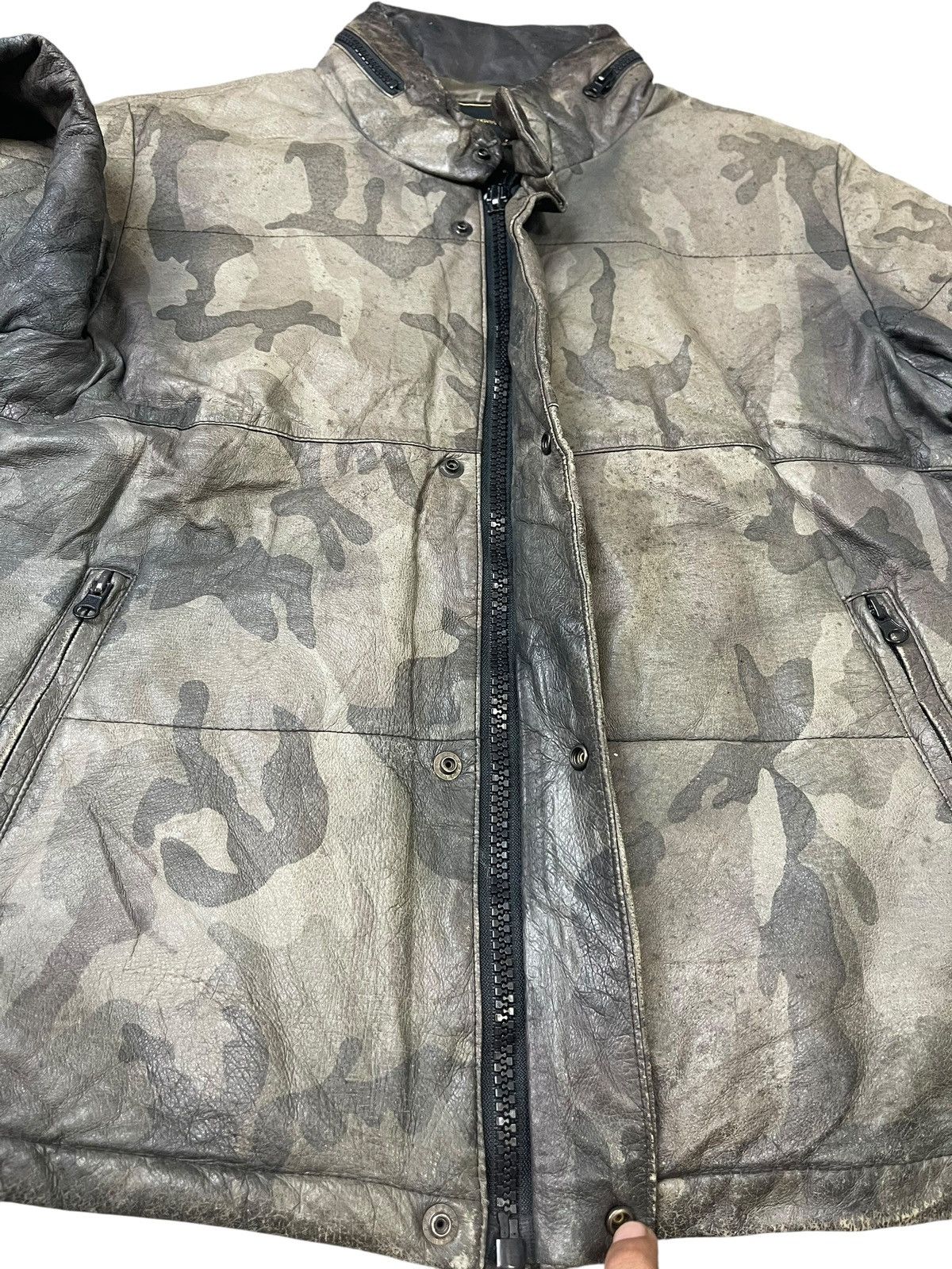 291295=Homme Vintage 291295=Homme Camouflage Leather Jacket Size US M / EU 48-50 / 2 - 7 Thumbnail