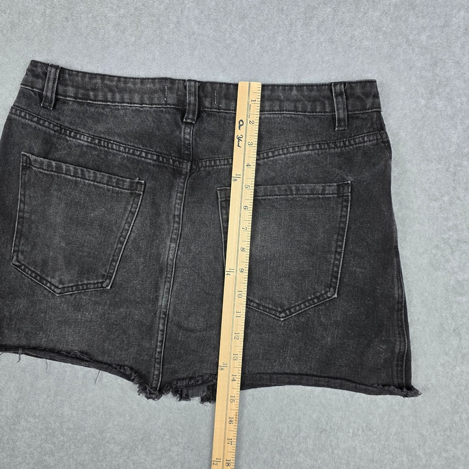 Free People We The Free 31 Black Denim Zip-It-Up Mini Skirt Size 31" - 6 Thumbnail