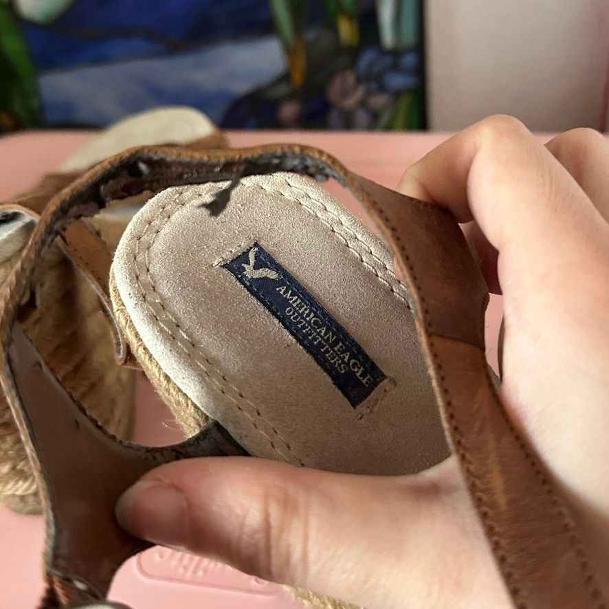 American Eagle Outfitters american eagle outfitters woven wedge sandals heels Size US 8 / IT 38 - 4 Thumbnail