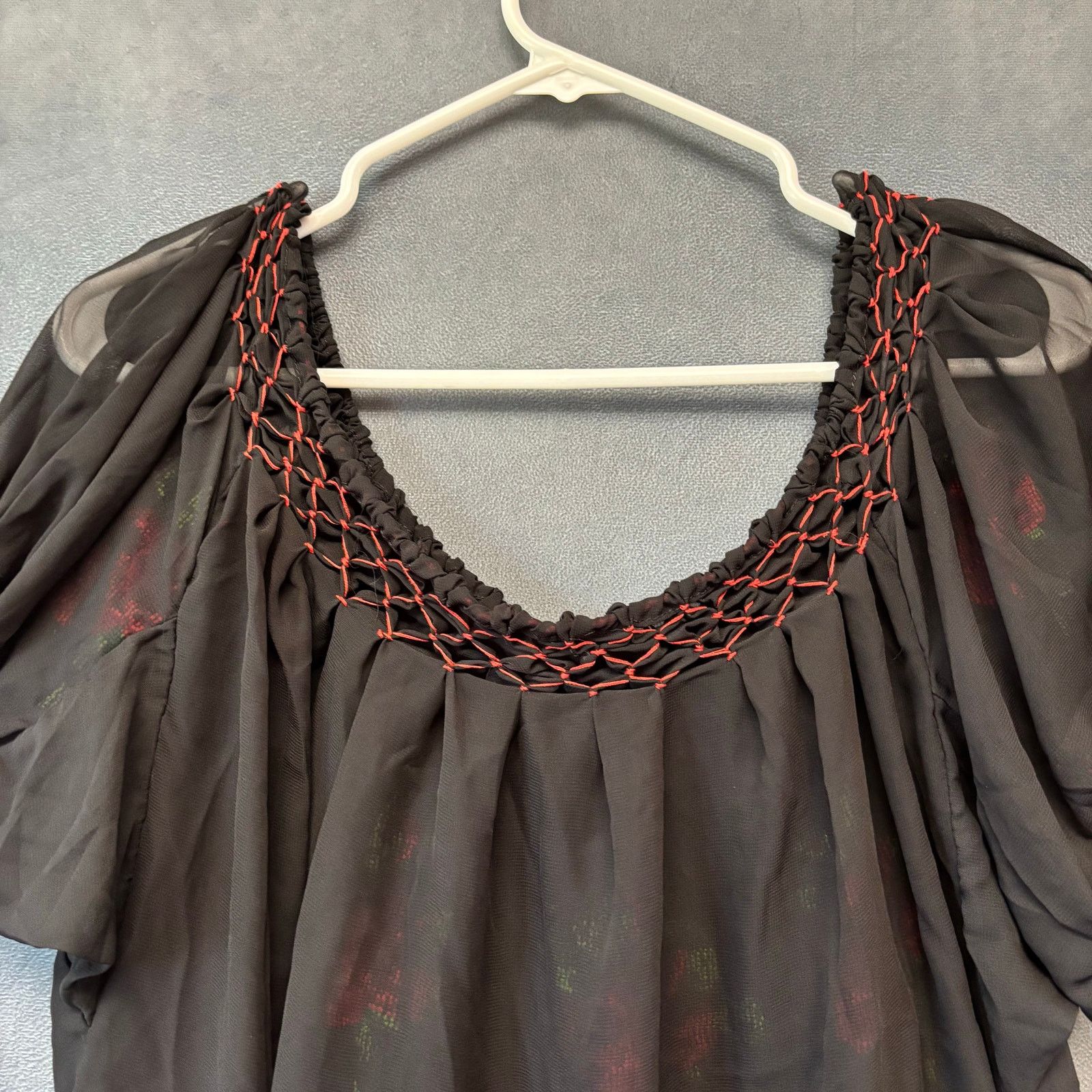 Other Mexican Knit Cultural Blouse Sheer Floral Frida Kahlo Light Size L / US 10 / IT 46 - 4 Thumbnail