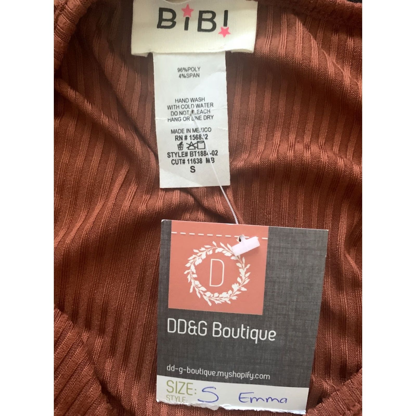 Rusty BiBi Blouse Shirt Womens S Brown 18" Pit to Pit 28" Length Long Sleeve Rust Pullover Stretch Casual Vintage No NWT Size S / US 4 / IT 40 - 5 Thumbnail