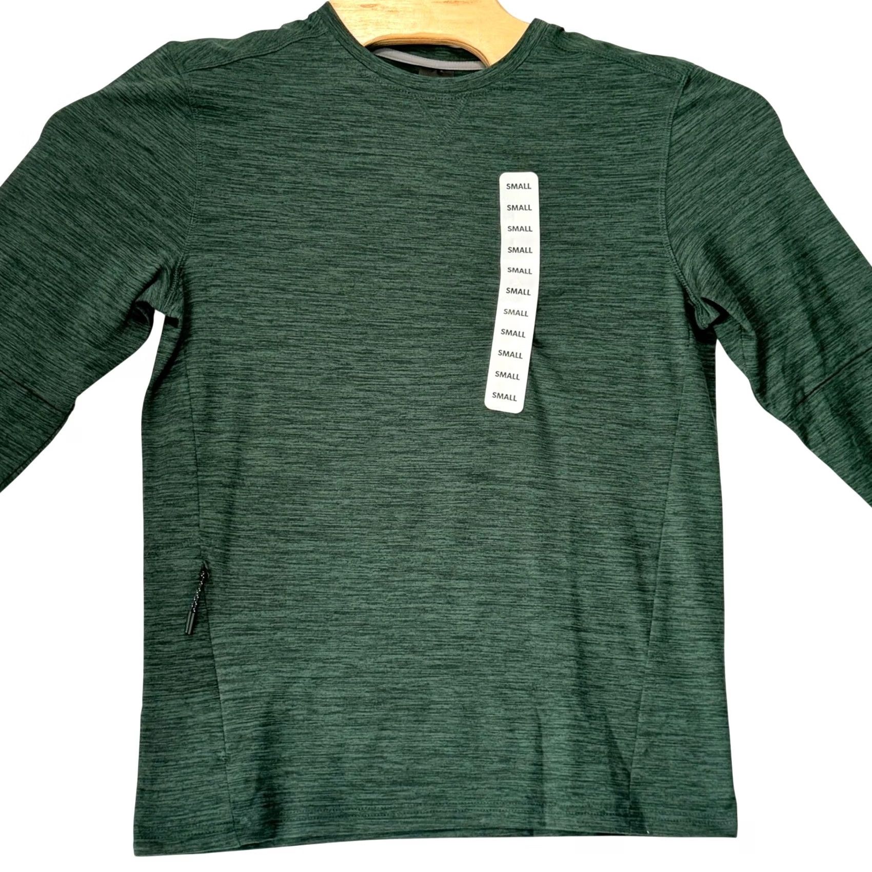 Vintage Mens Small Tech Crew Long Sleeve Ivy Green Zip Pocket Performance Goprcore NWT Size US S / EU 44-46 / 1 - 2 Thumbnail